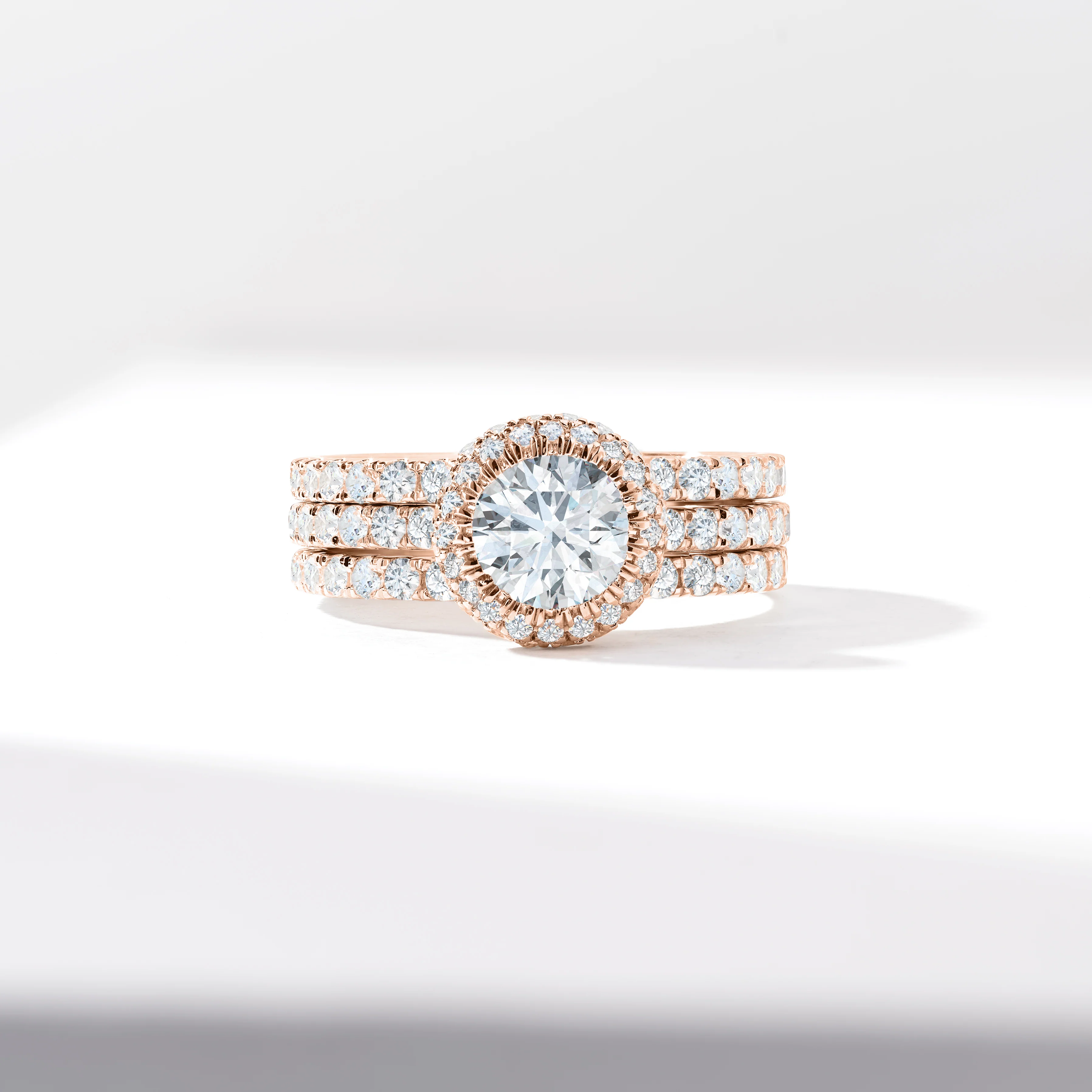 1.0ct Round Brilliant Diamond With Halo And Fine Claw Set Shoulders Bridal Set 2.35tdw - Image 5