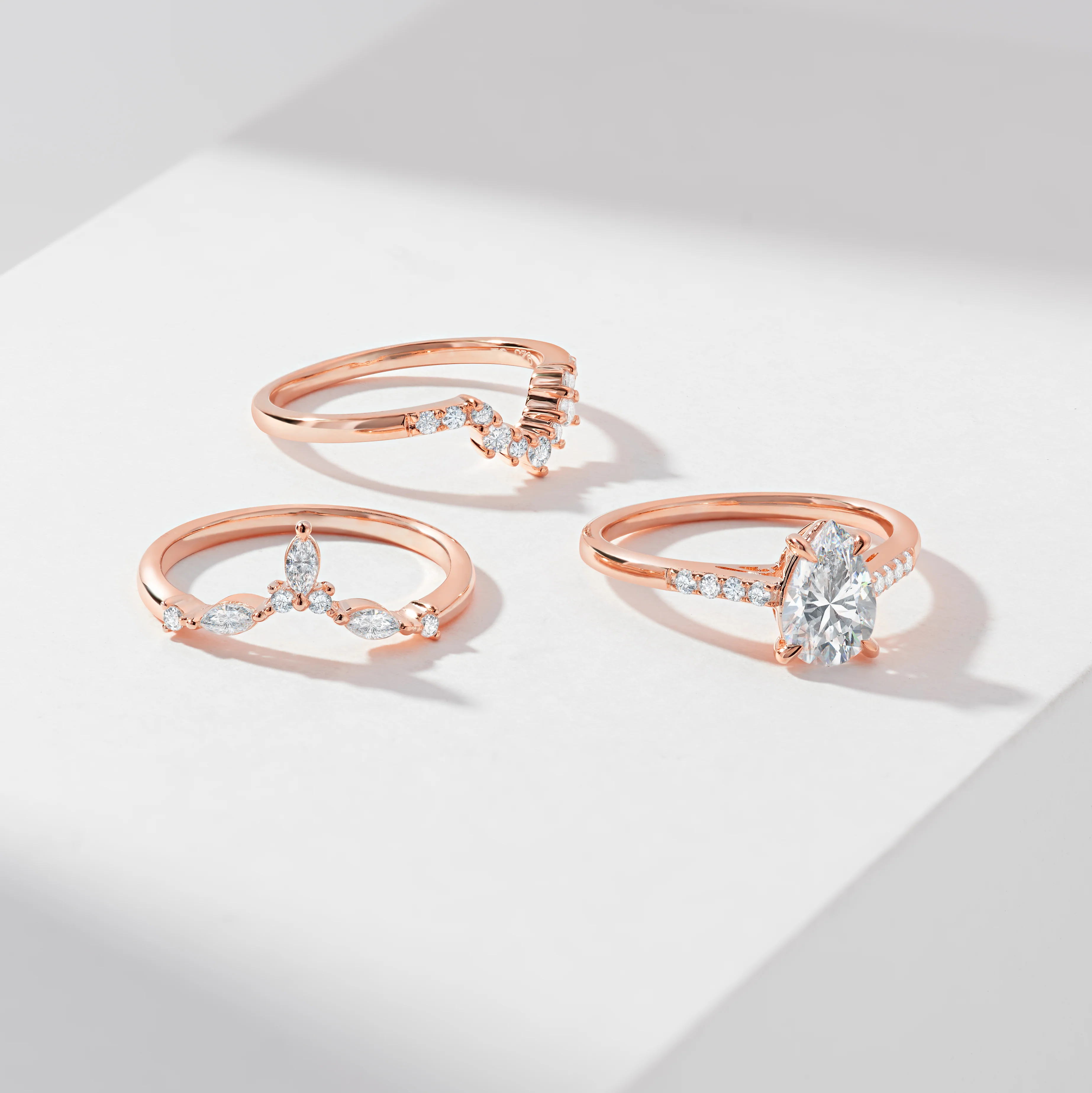 1.5ct Pear Diamond Engagement Ring With Marquise And Round Brilliant Diamond Contoured Fitted Wedders Bridal Set 2.0tdw - Image 4