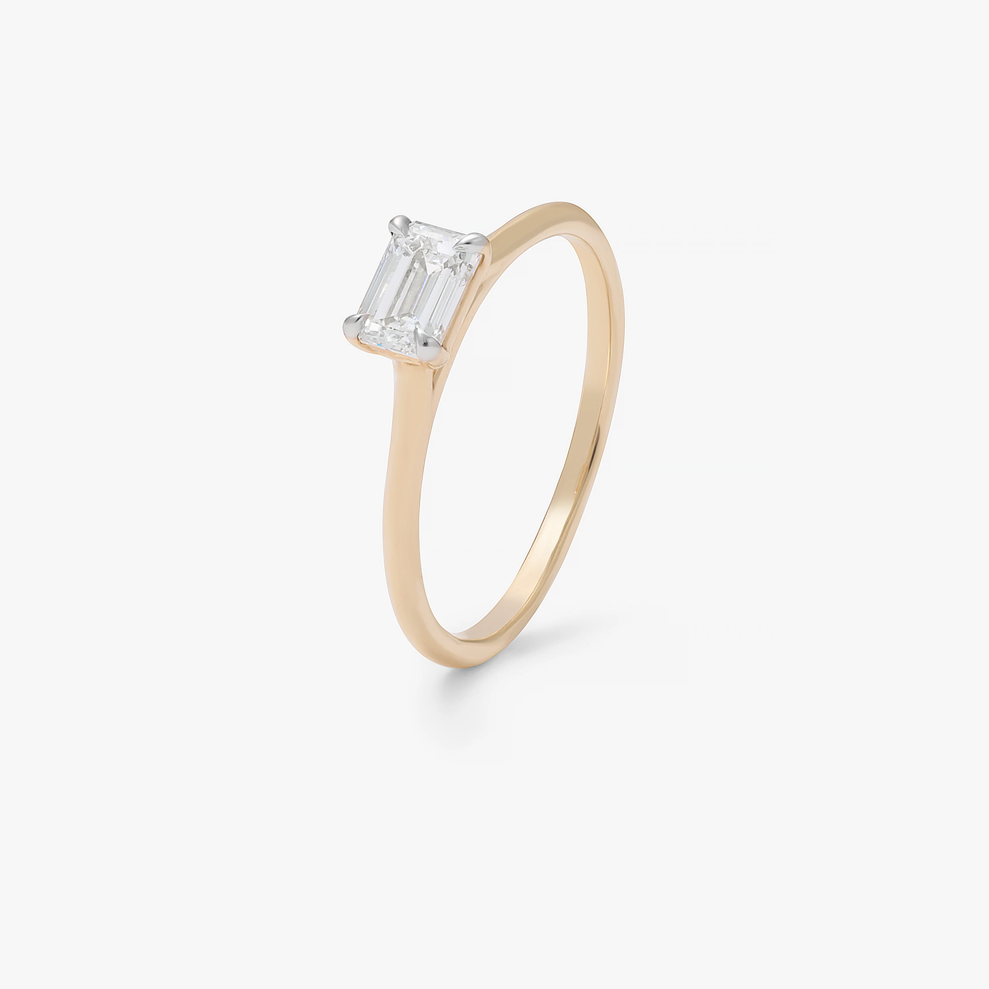 9K Yellow Gold 0.50ct Emerald Cut Lab Diamond East West Ring - Image 2