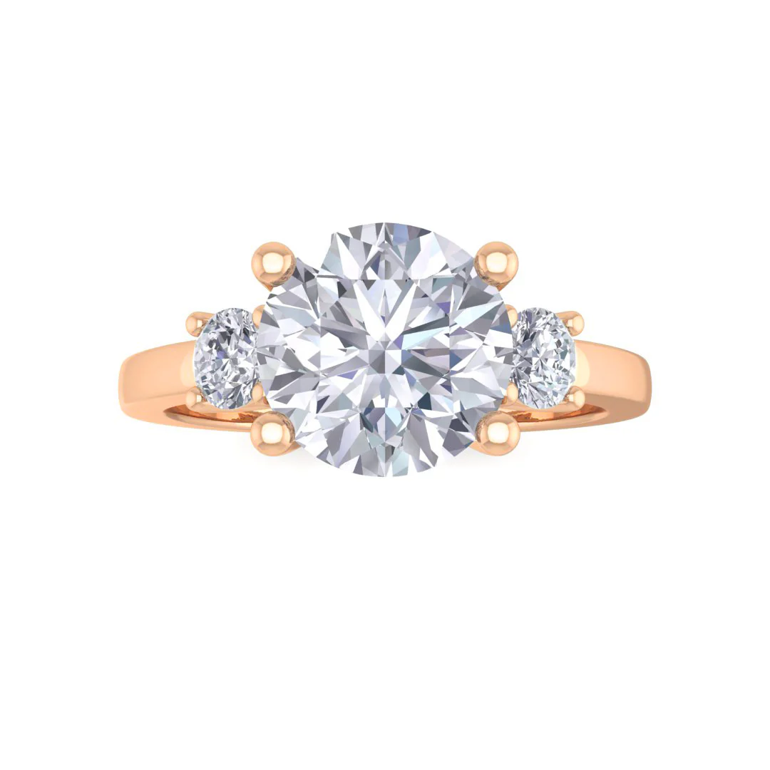 14k Rose Gold 2.0ct Round Brilliant Diamond Trilogy Engagement Ring 2.25tdw