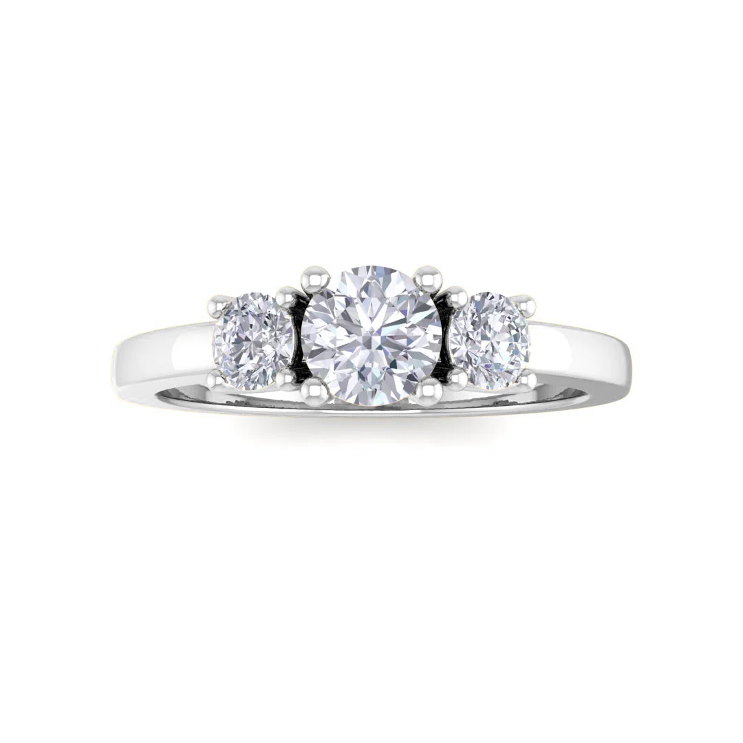 14k White Gold 0.33ct Round Brilliant Lab Diamond Trilogy Engagement Ring 0.58tdw