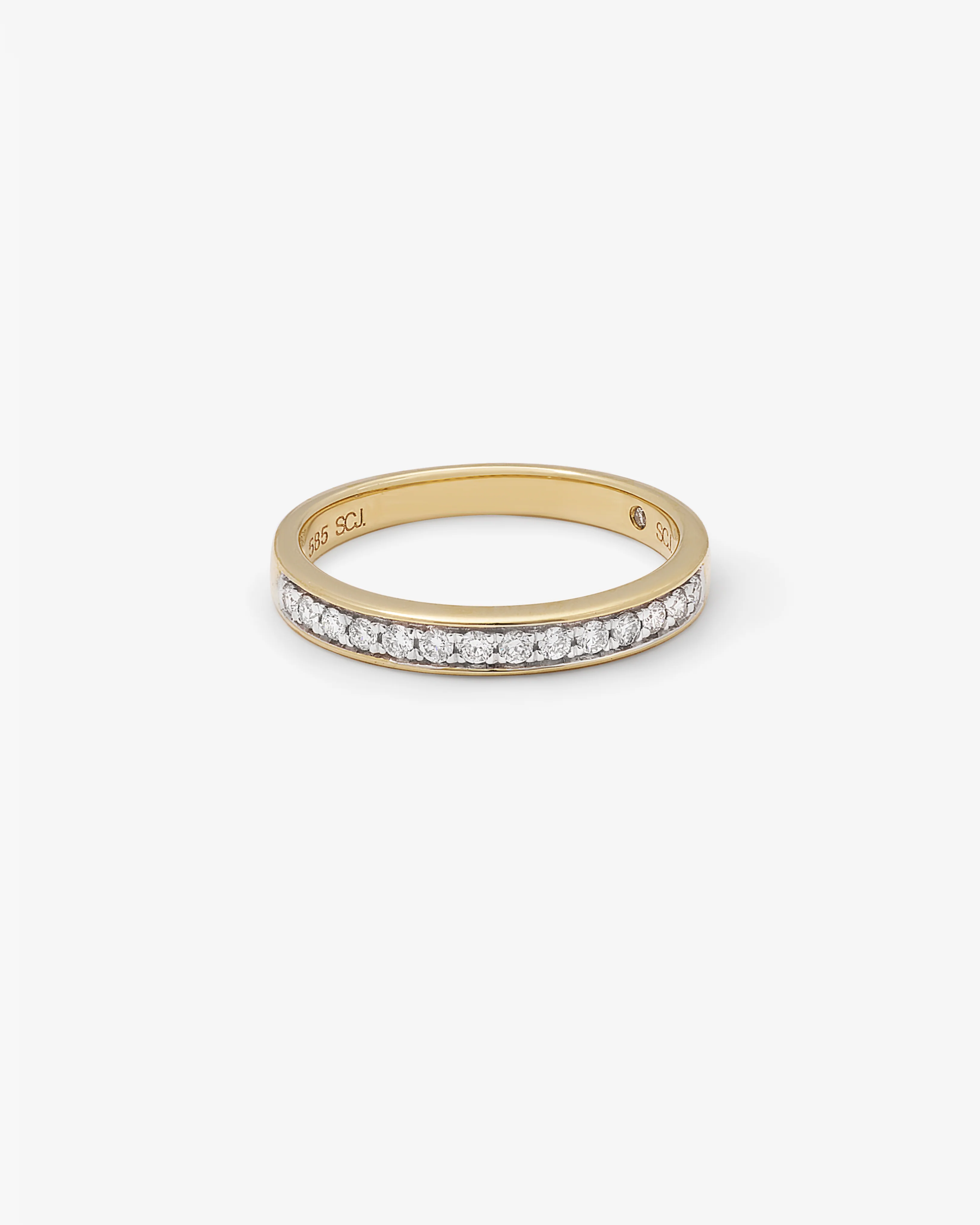 14K Yellow Gold Round Brilliant Bead Set Diamond Band - Image 3