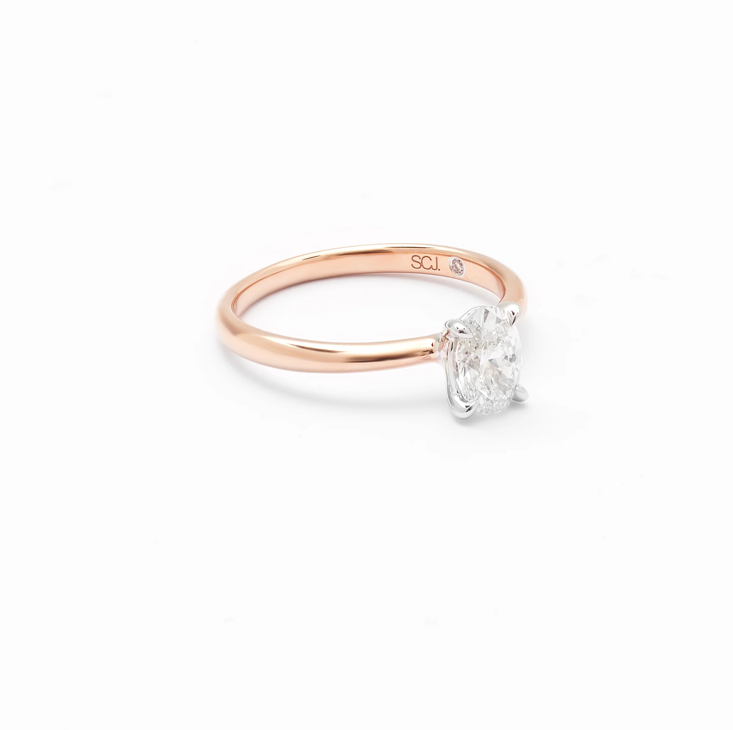 18K Rose And White Gold Oval Diamond Solitaire Engagement Ring 0.75ct - Image 2