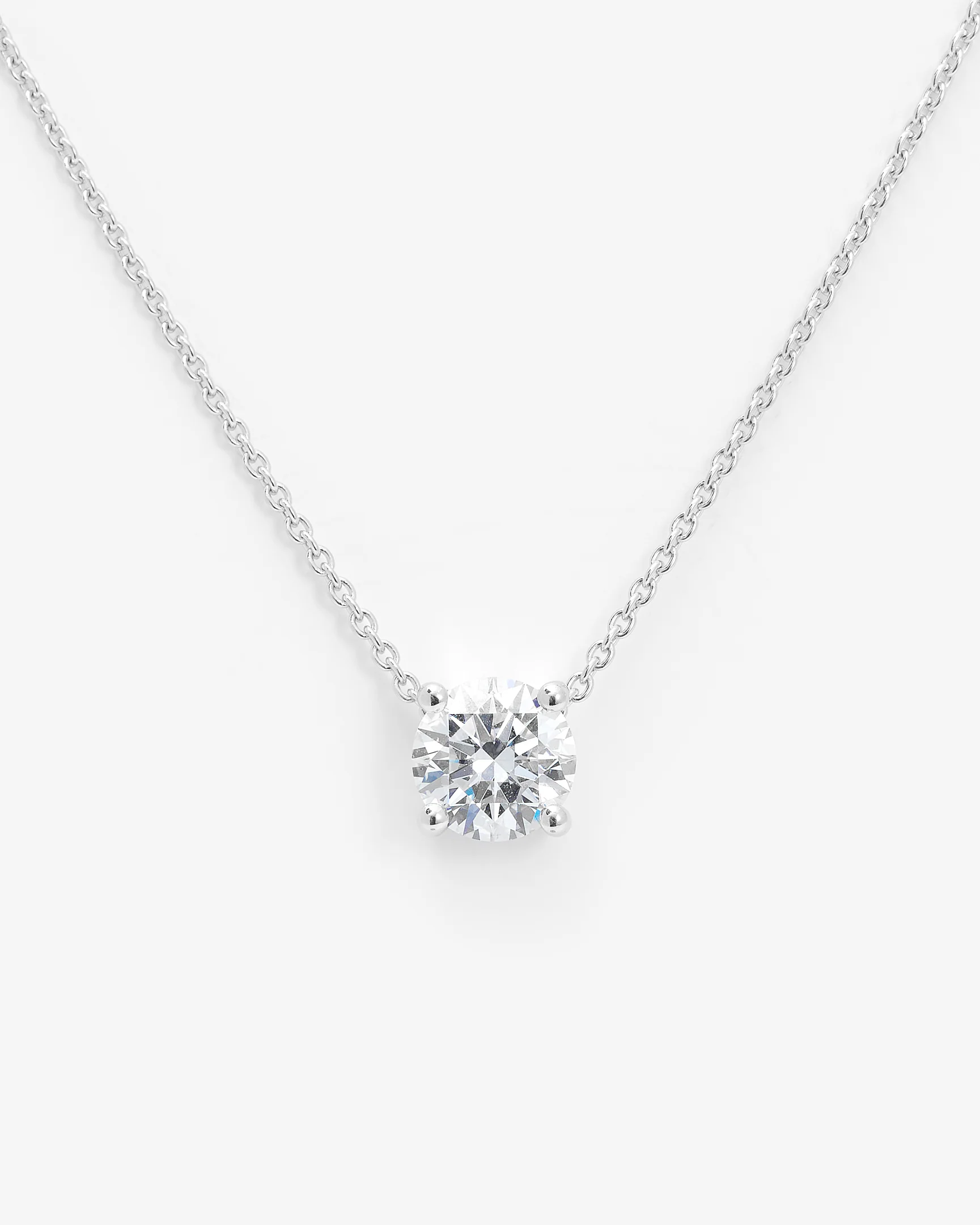 18K White Gold Round Brilliant Lab Diamond Solitaire Slider Pendant 1.0ct - Image 2