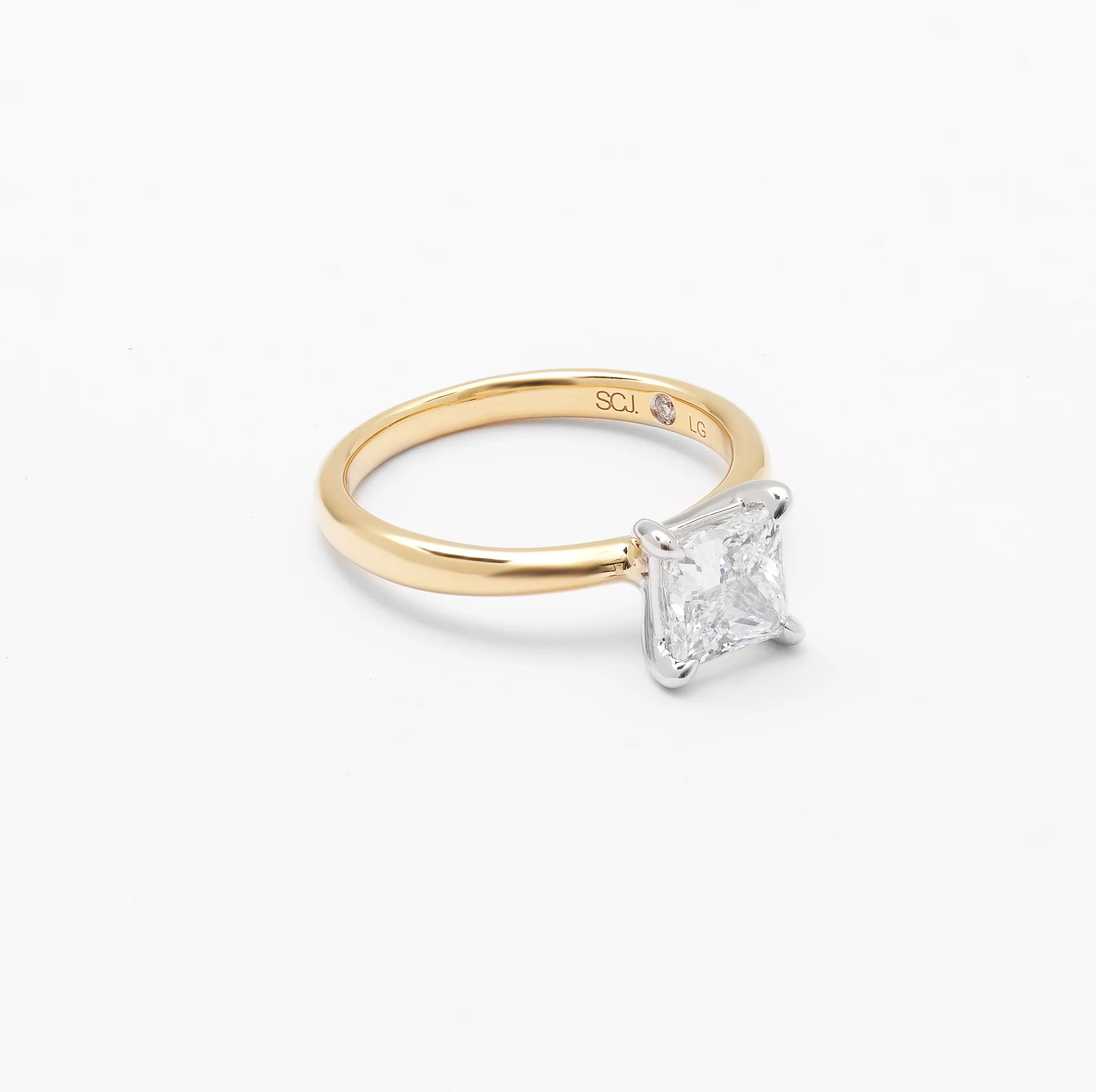 18K Yellow And White Gold Princess Lab Diamond Solitaire Engagement Ring 1.5ct - Image 2