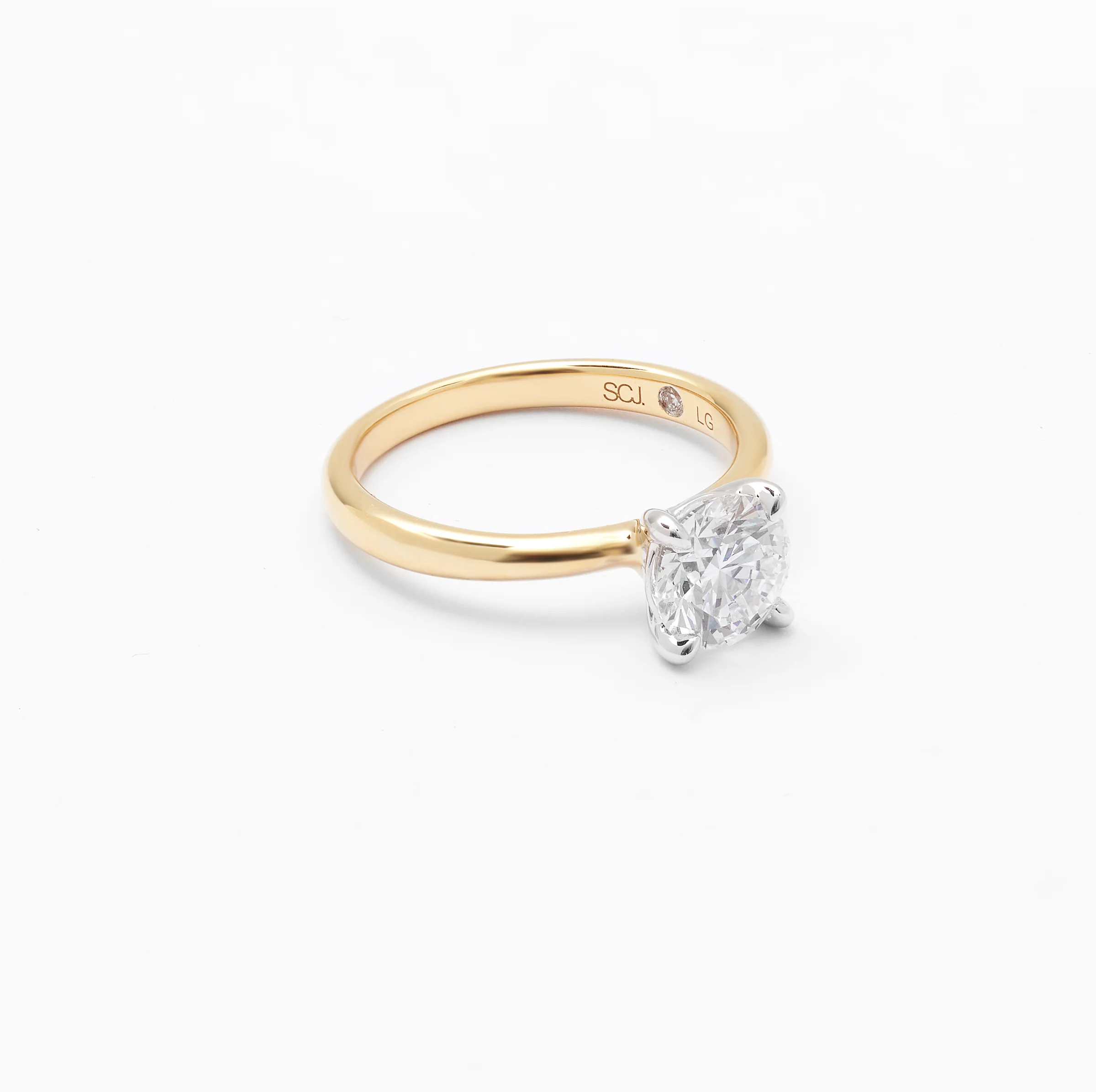 18K Yellow And White Gold Round Brilliant Lab Diamond Solitaire Engagement Ring 1.5ct - Image 2