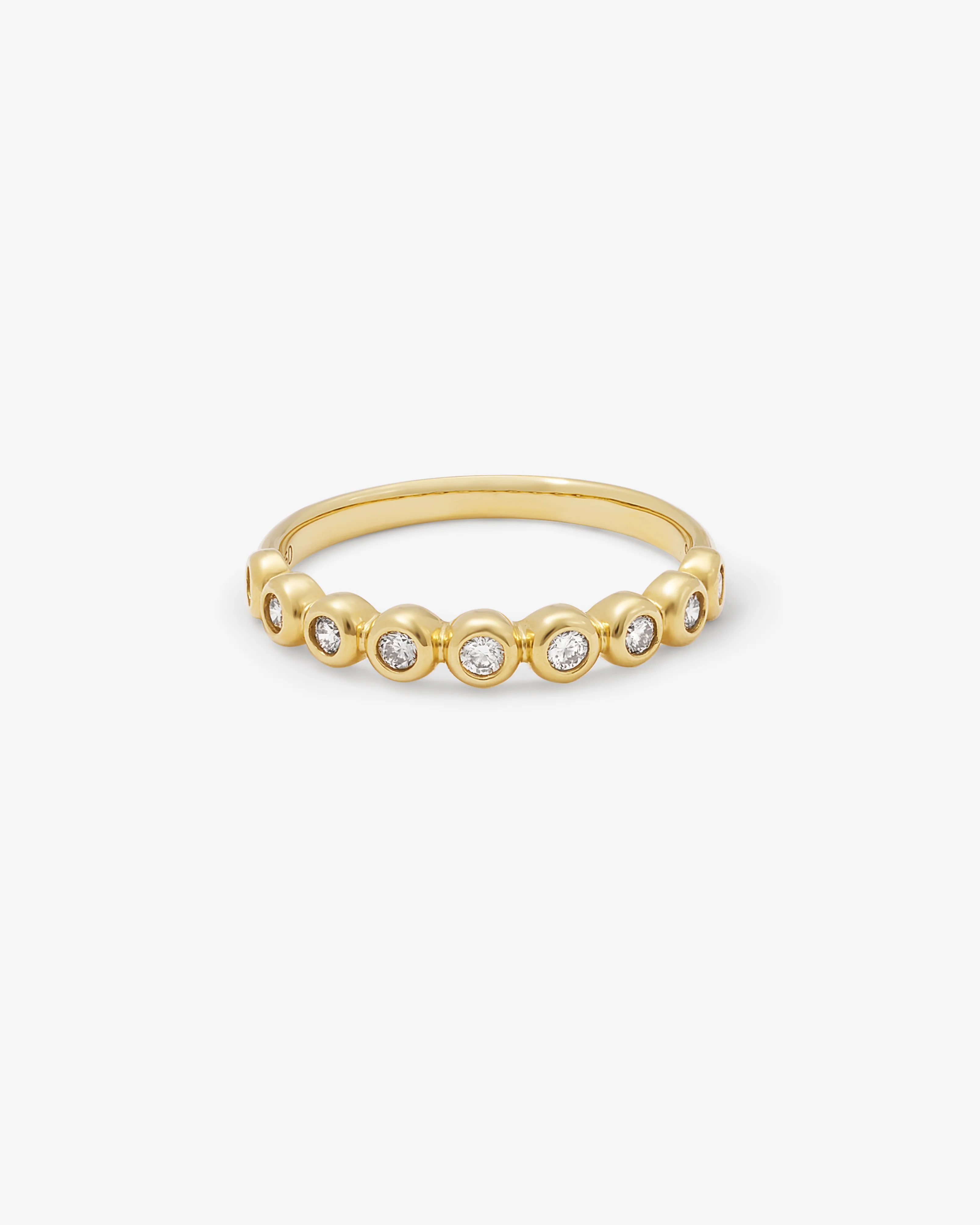 18K Yellow Gold Round Brilliant Diamond Bezel Set Band - Image 3