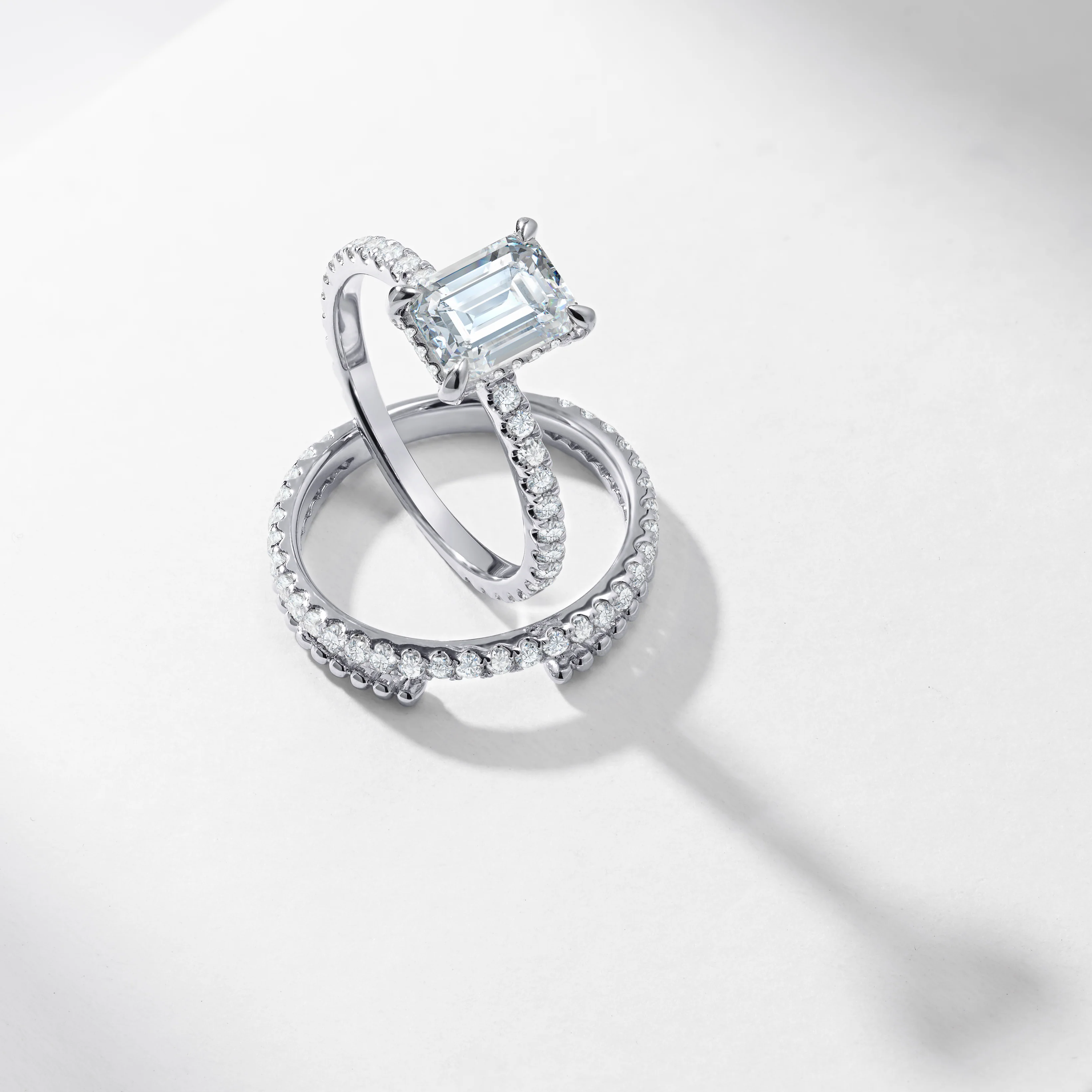 2.0ct Emerald Cut Diamond Solitaire With Hidden Halo And Shoulders Bridal Set 2.9tdw - Image 7