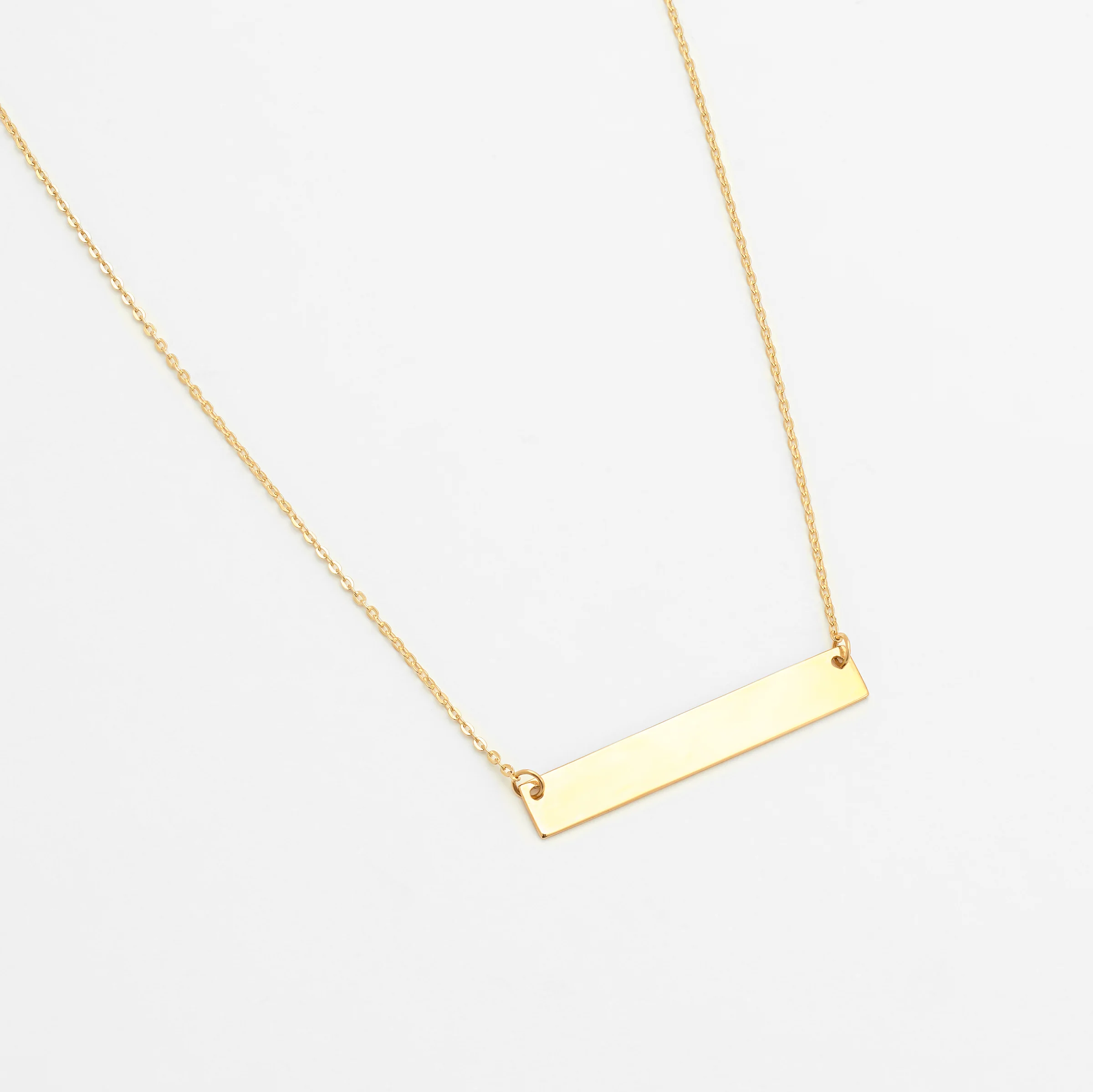 9ct Yellow Gold Engravable Bar Necklace