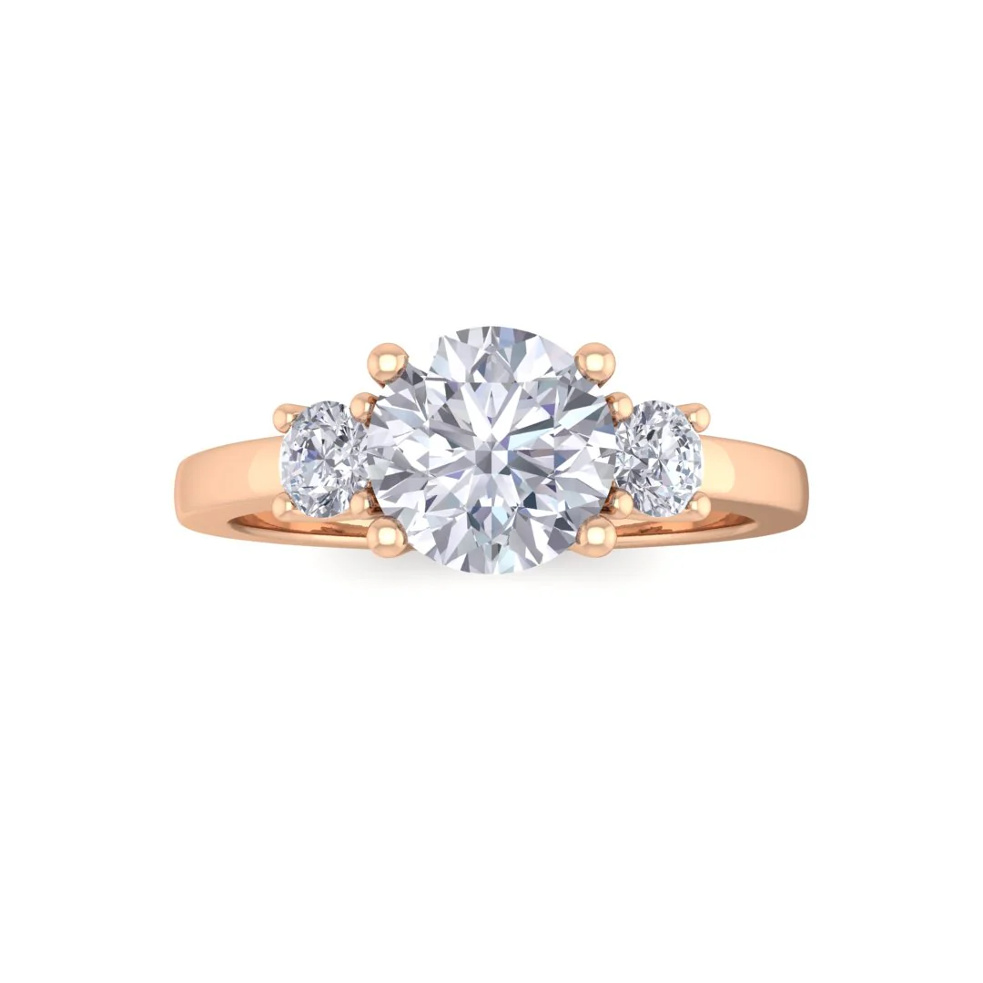 9k Rose Gold 1.0ct Round Brilliant Diamond Trilogy Engagement Ring 1.25tdw