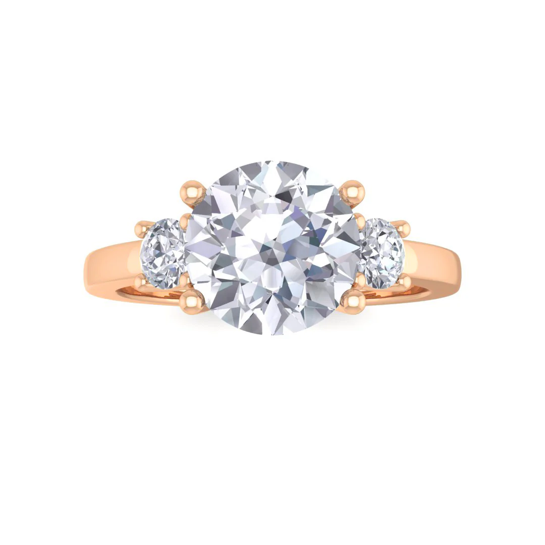 9k Rose Gold 1.5ct Round Brilliant Diamond Trilogy Engagement Ring 1.75tdw
