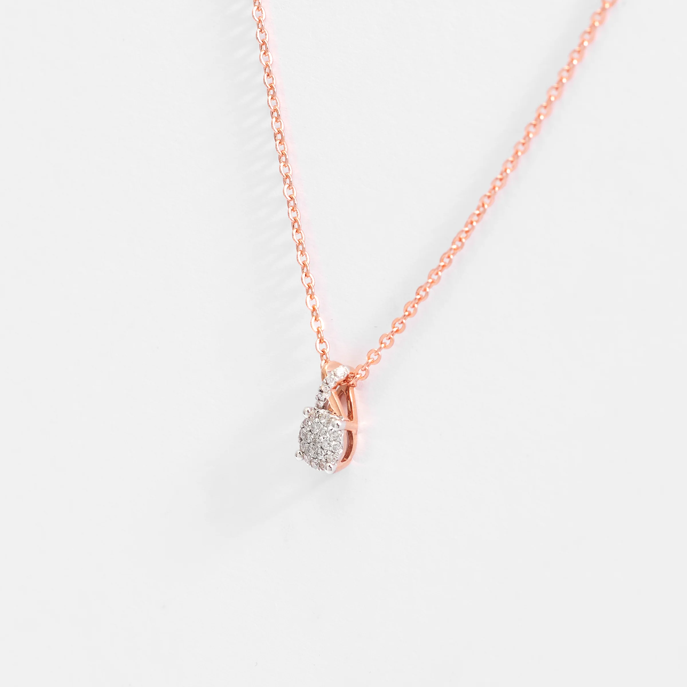 9K Rose Gold Diamond Cluster Cross Over Bail Pendant - Image 2