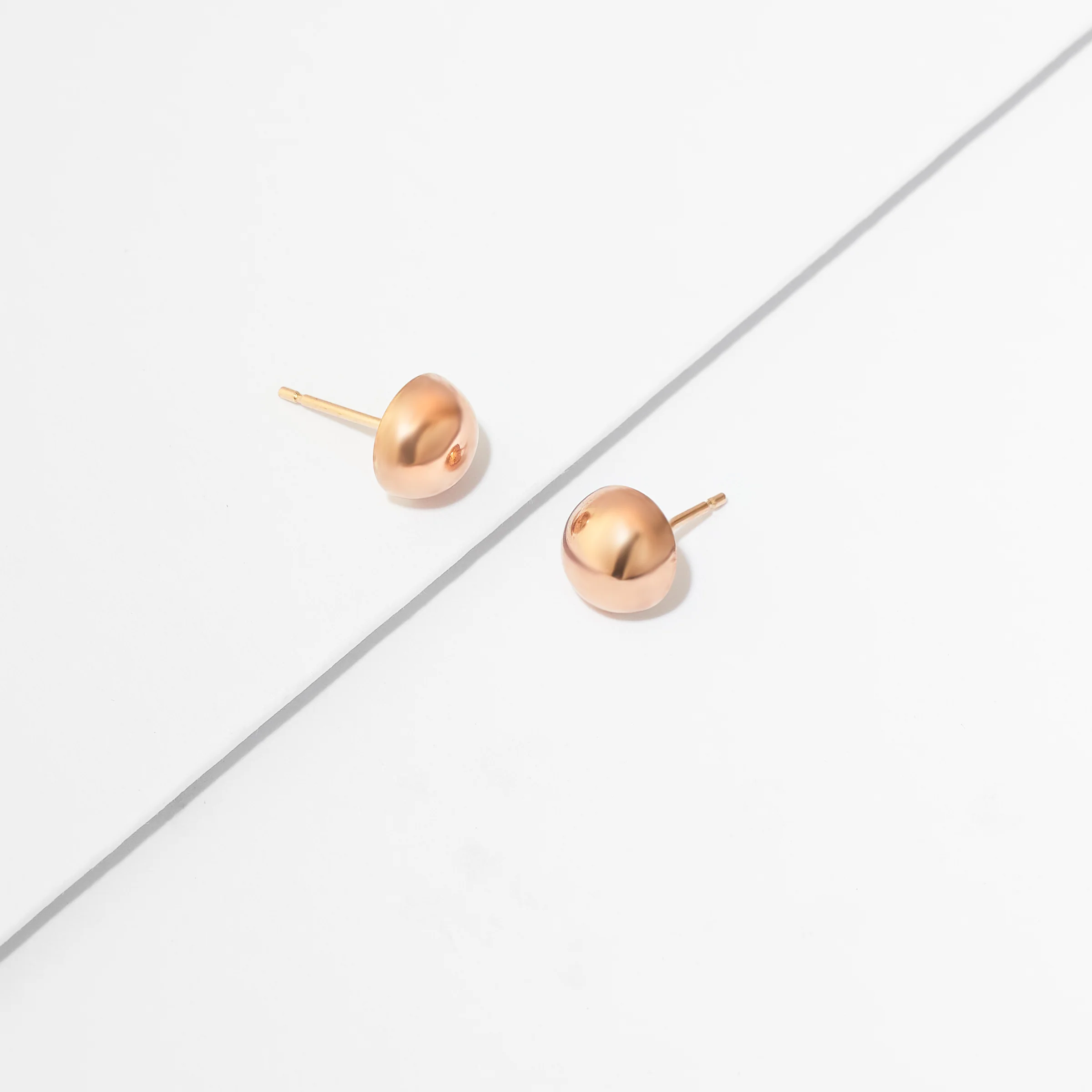 9K Rose Gold Dome Stud Earrings - Image 2