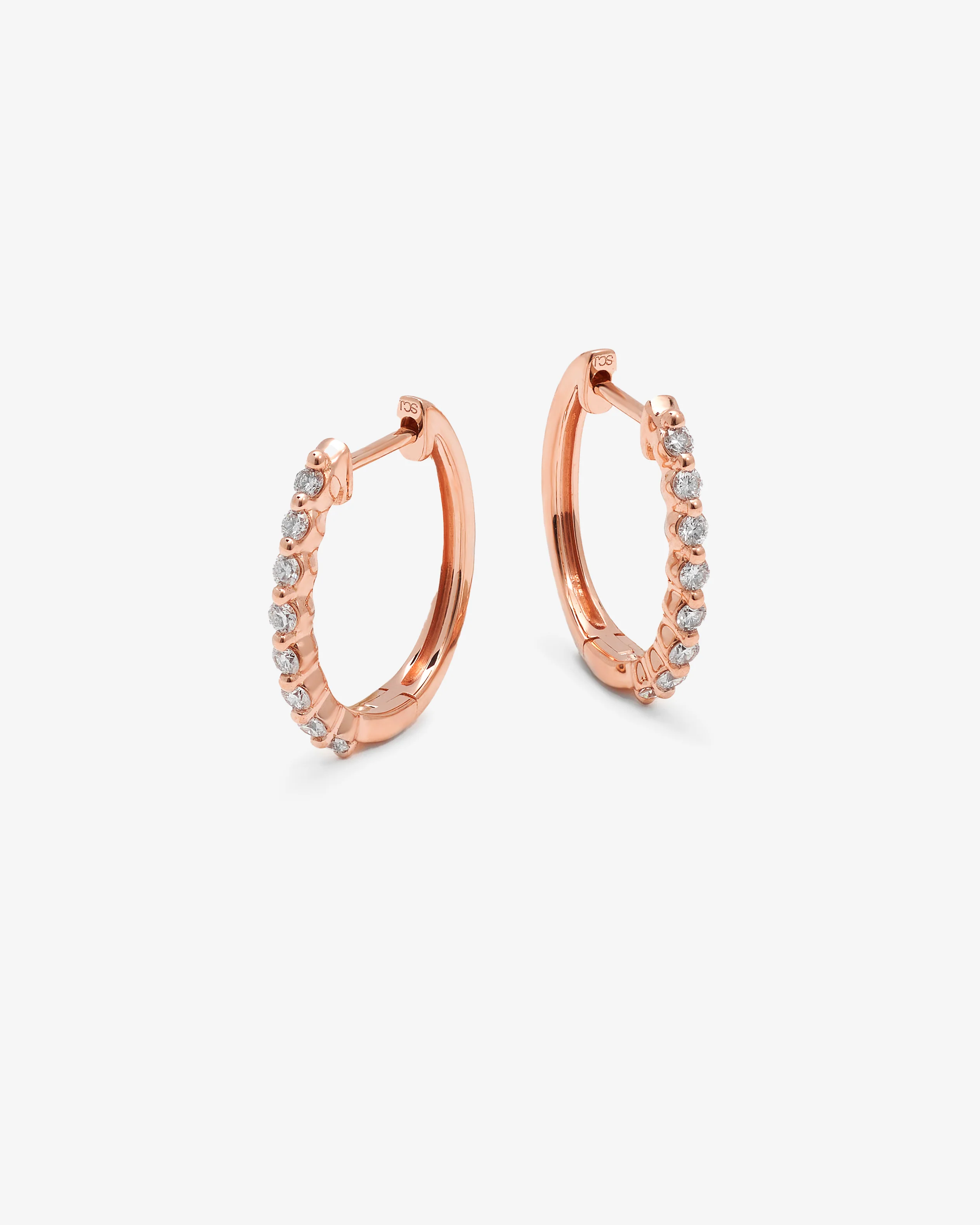 9K Rose Gold Round Brilliant Floating Lab Diamond Oval Huggie Earrings 0.24tdw - Image 3