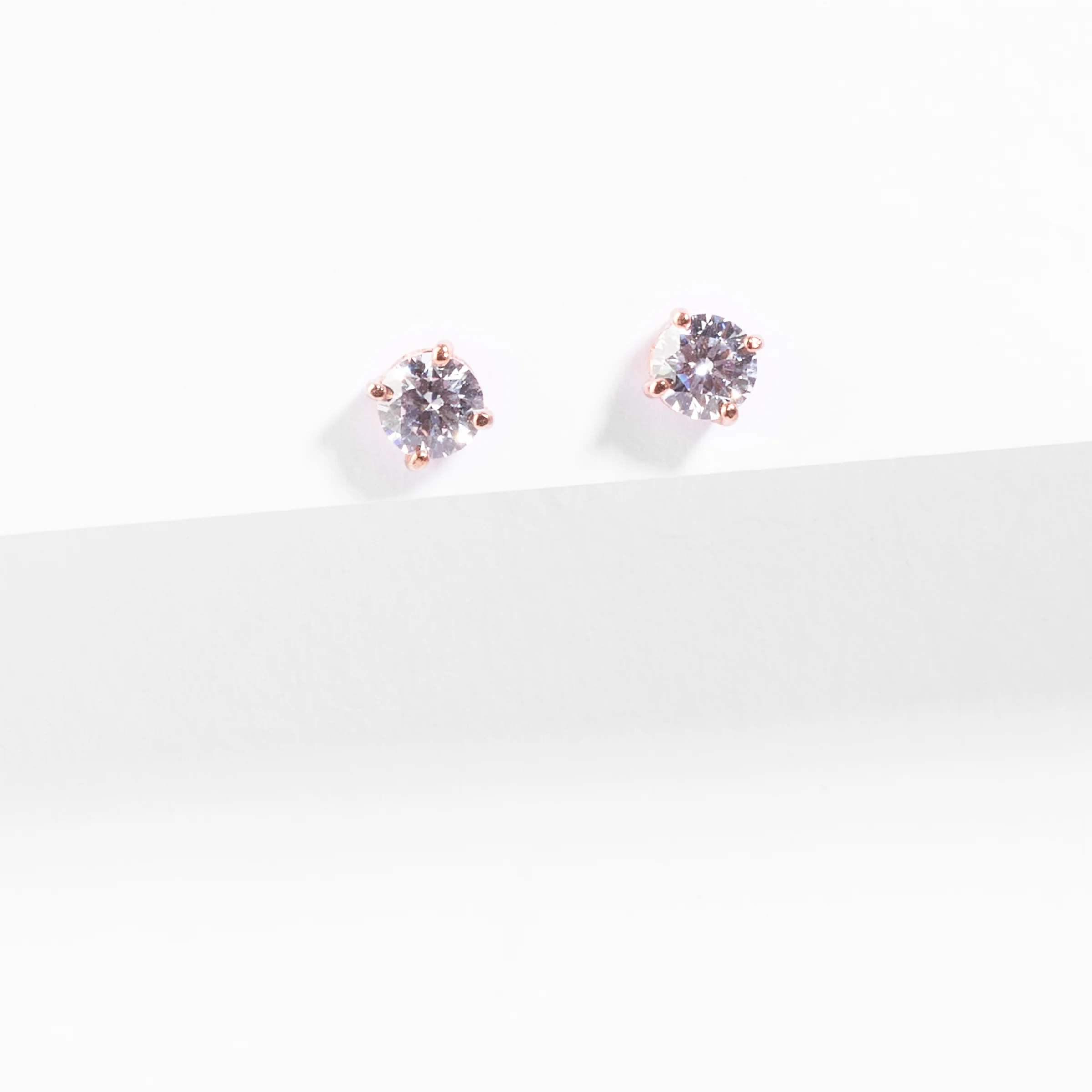 9K Rose Gold Zirconia Stud Earrings 4mm