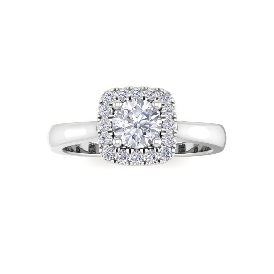 9k White Gold 0.33ct Round Brilliant Lab Diamond Halo Engagement Ring 0.46tdw