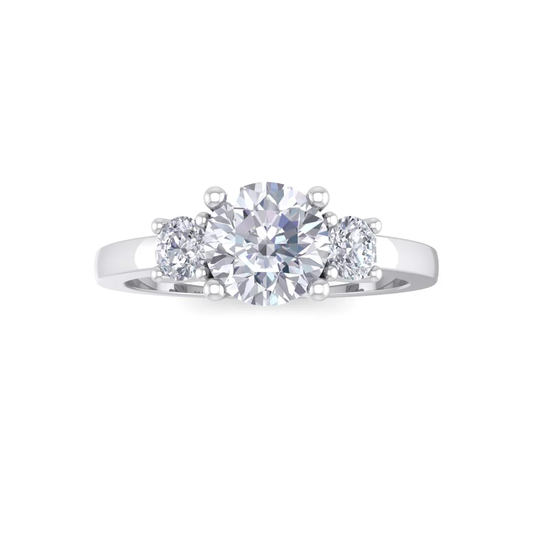 9k White Gold 0.75ct Round Brilliant Lab Diamond Trilogy Engagement Ring 1.0tdw