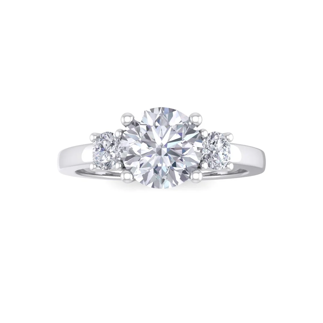 9k White Gold 1.0ct Round Brilliant Lab Diamond Trilogy Engagement Ring 1.25tdw