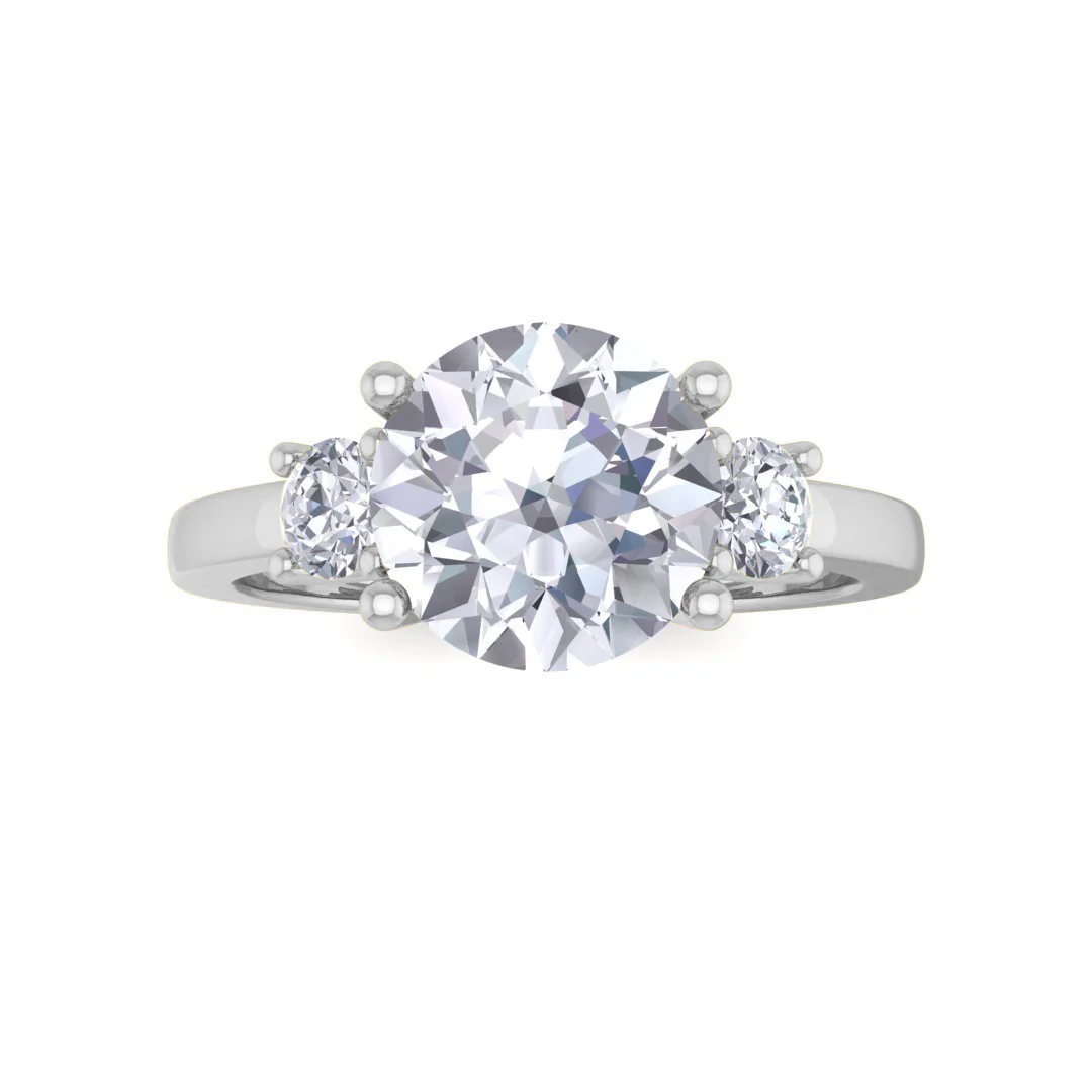 9k White Gold 1.5ct Round Brilliant Lab Diamond Trilogy Engagement Ring 1.75tdw