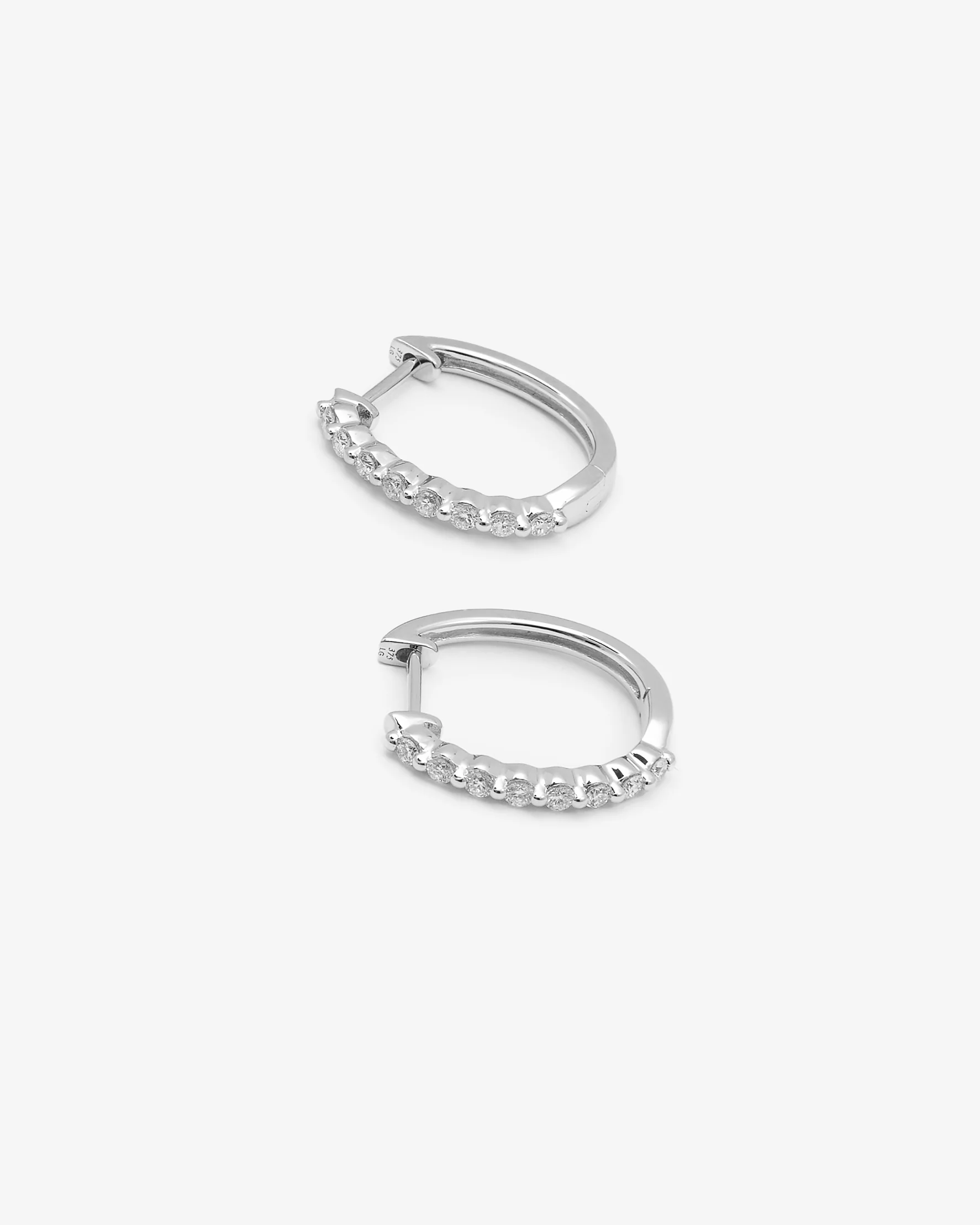 9K White Gold Round Brilliant Floating Lab Diamond Oval Huggie Earrings 0.24tdw - Image 2