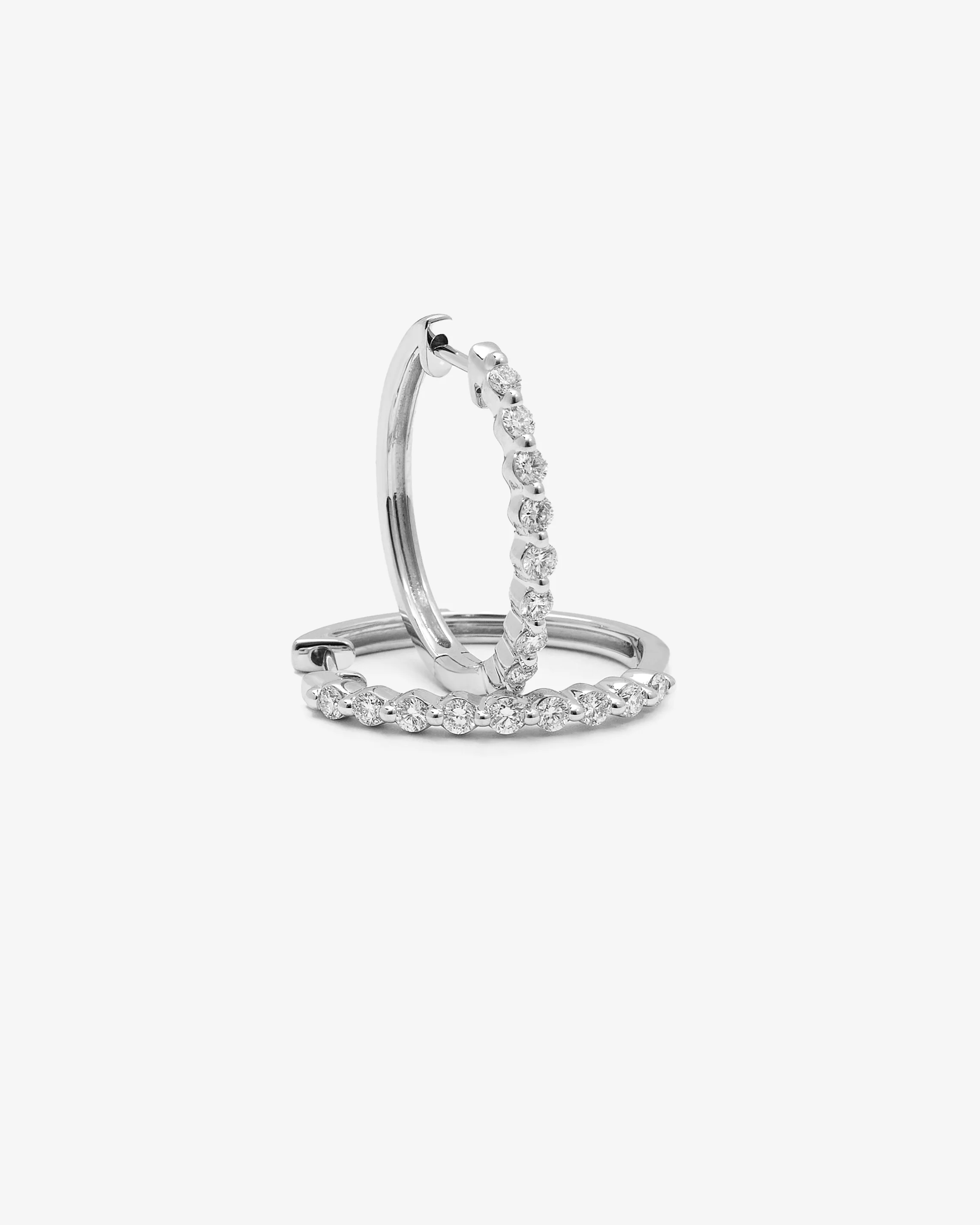 9K White Gold Round Brilliant Floating Lab Diamond Oval Huggie Earrings 0.5tdw - Image 3