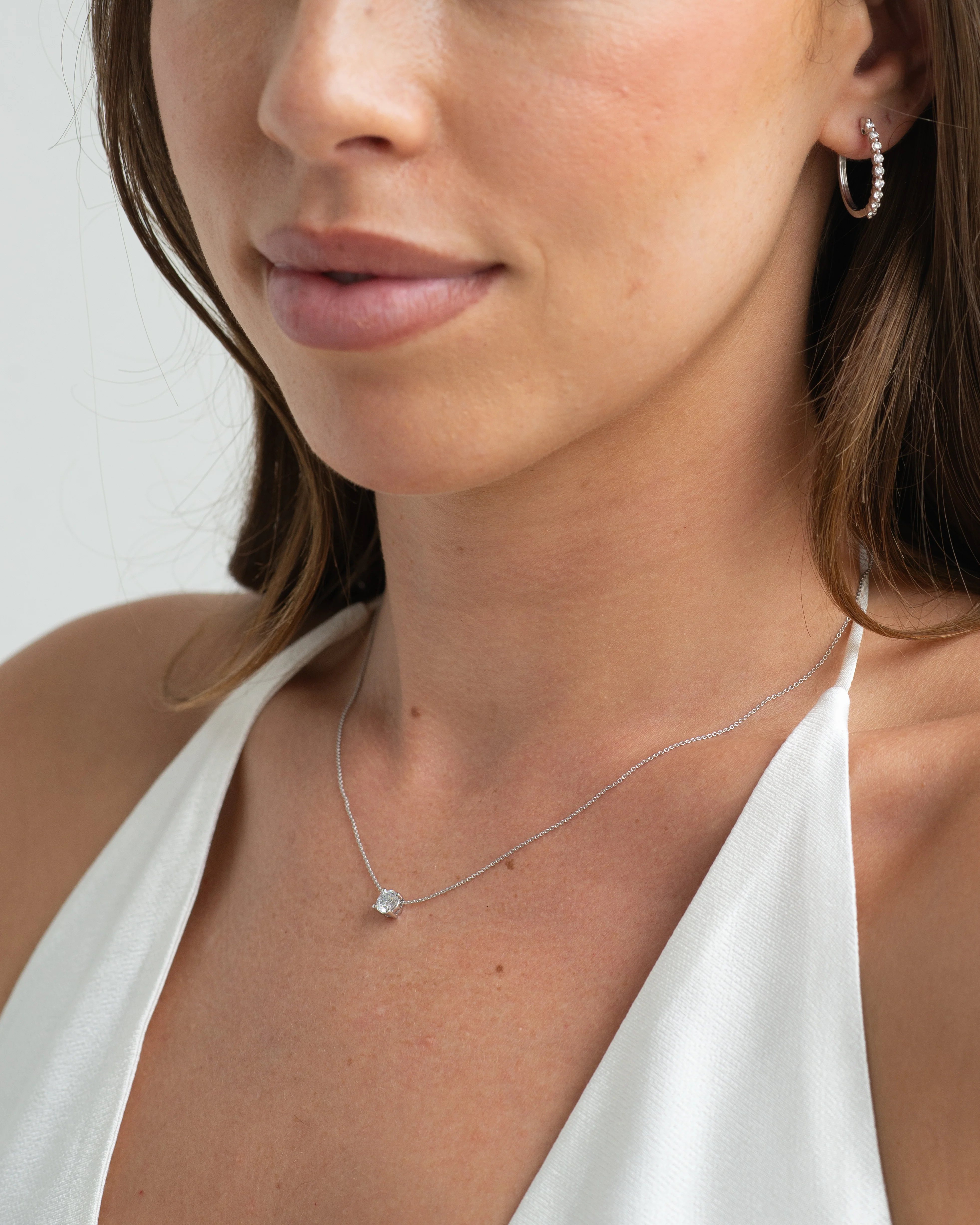 9K White Gold Round Brilliant Lab Diamond Solitaire Slider Pendant 0.50ct