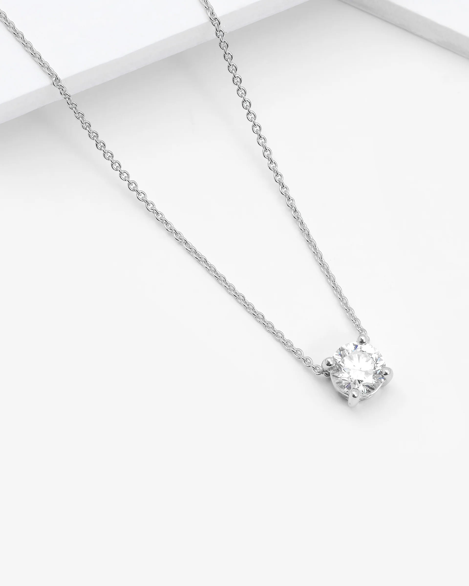 9K White Gold Round Brilliant Lab Diamond Solitaire Slider Pendant 0.50ct - Image 3