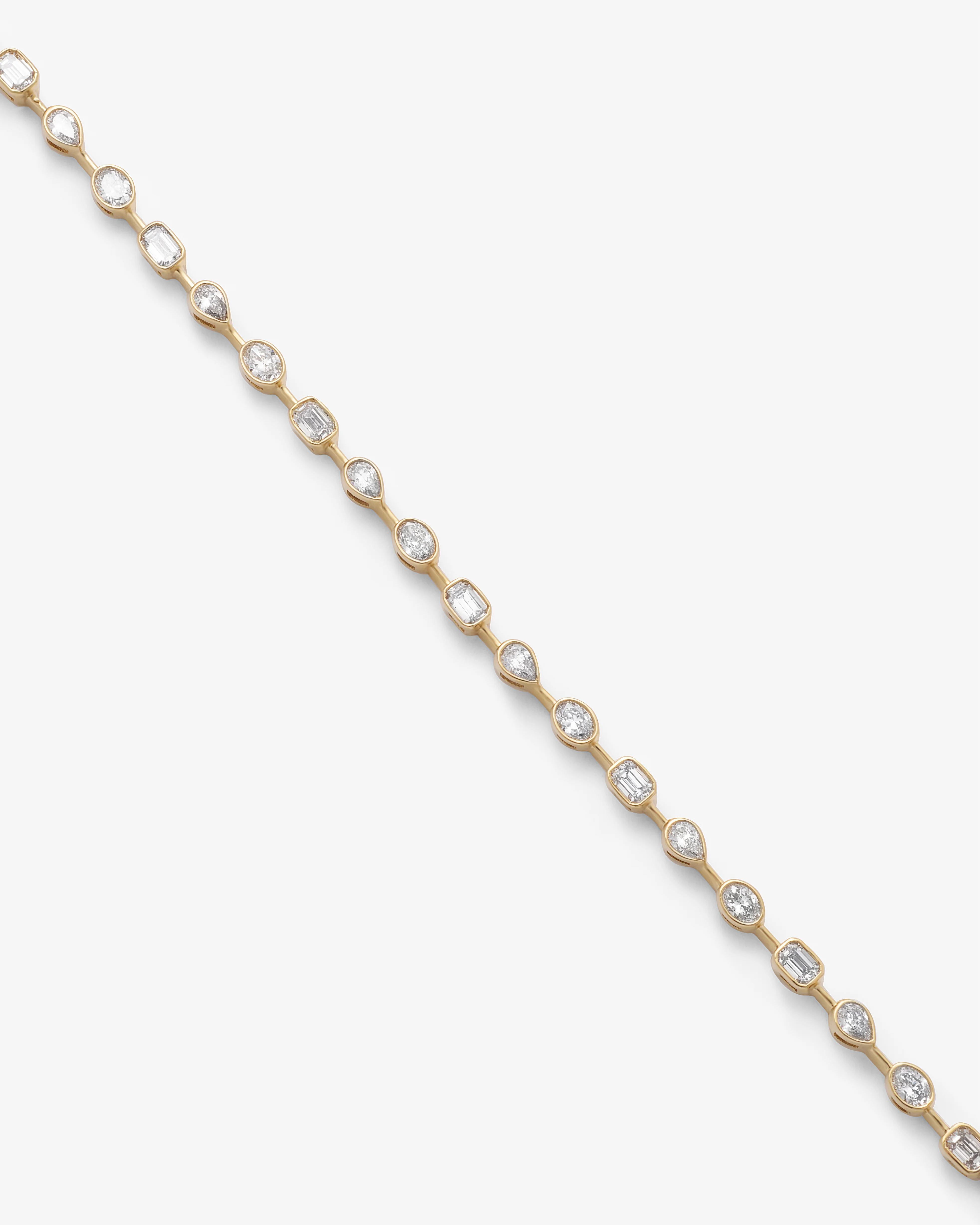 9K Yellow Gold 2.0tdw Emerald, Pear And Oval Bezel Lab Diamond Tennis Bracelet 18cm - Image 2