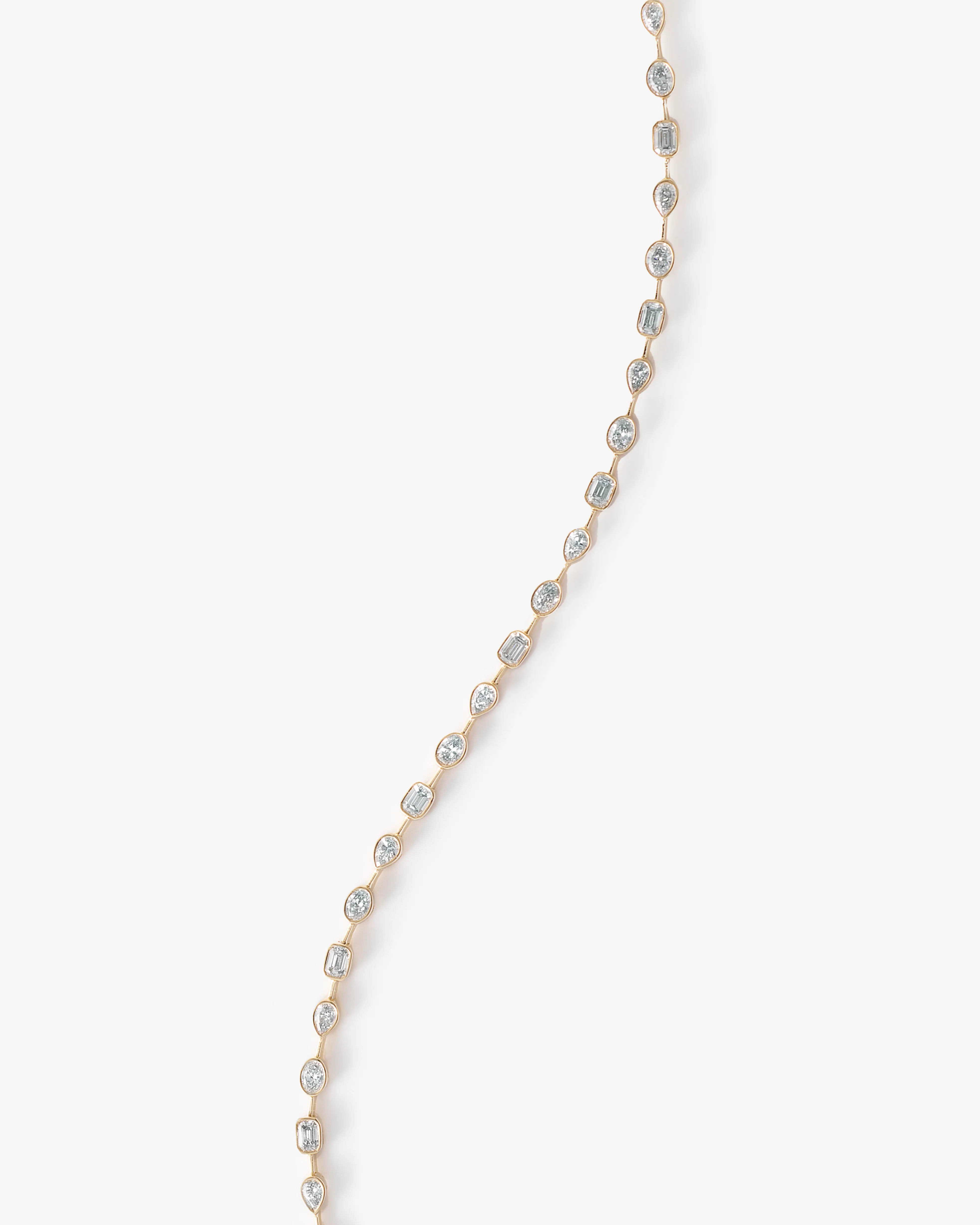 9K Yellow Gold 2.0tdw Emerald, Pear And Oval Bezel Lab Diamond Tennis Bracelet 18cm - Image 3