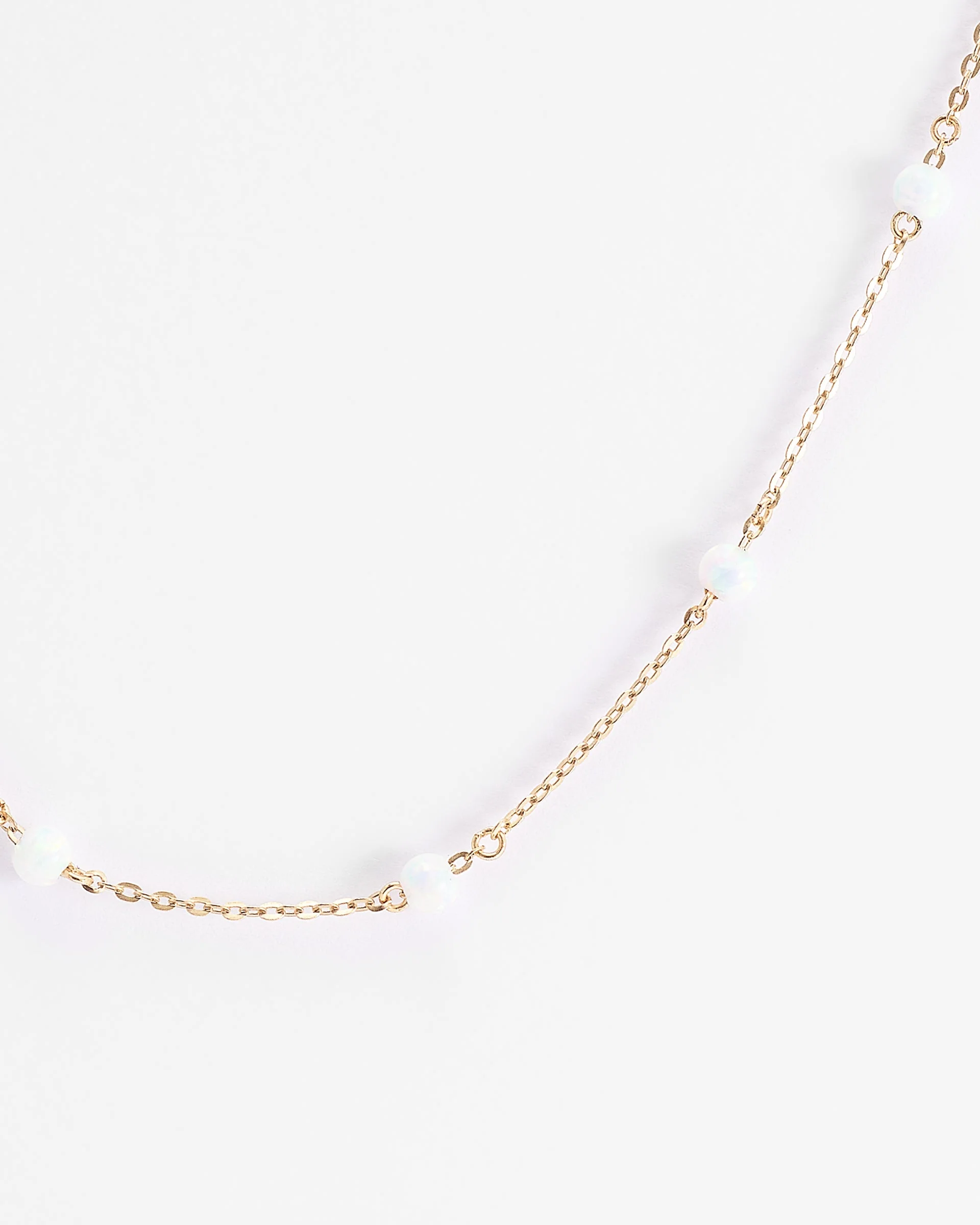 9K Yellow Gold 45cm Opal Station Chain Necklace