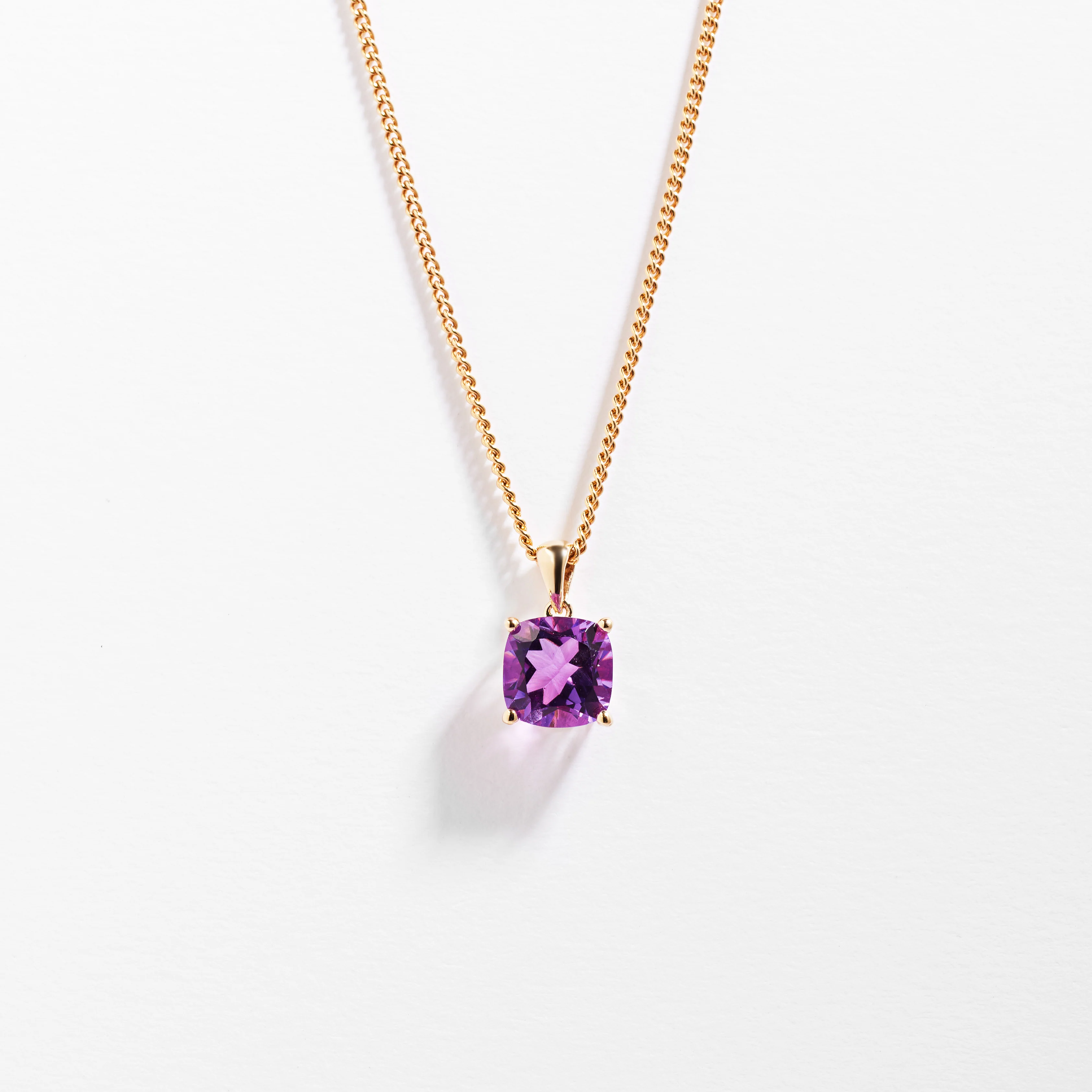 9K Yellow Gold Amethyst February Birthstone Pendant