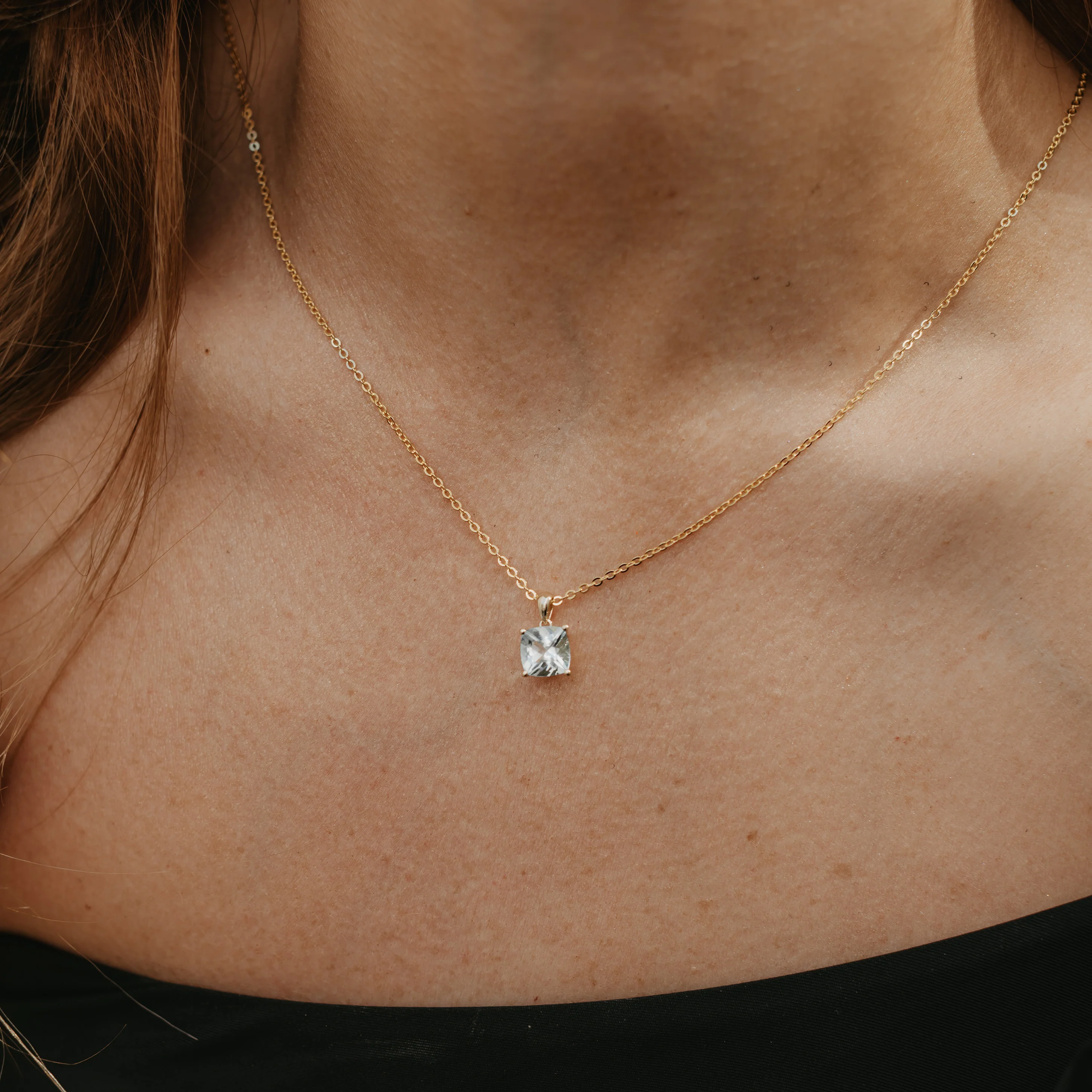 9K Yellow Gold Aquamarine March Birthstone Pendant - Image 2