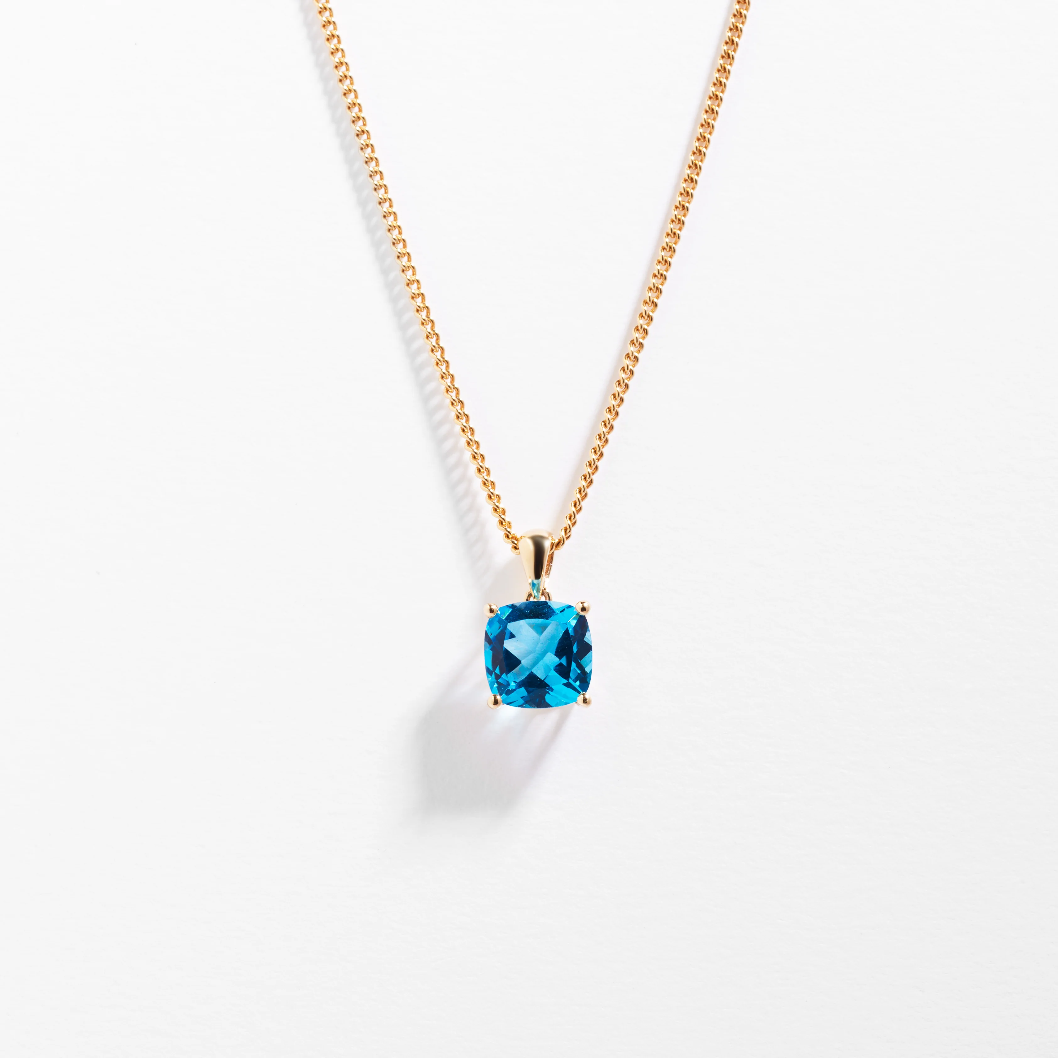 9K Yellow Gold Blue Topaz December Birthstone Pendant