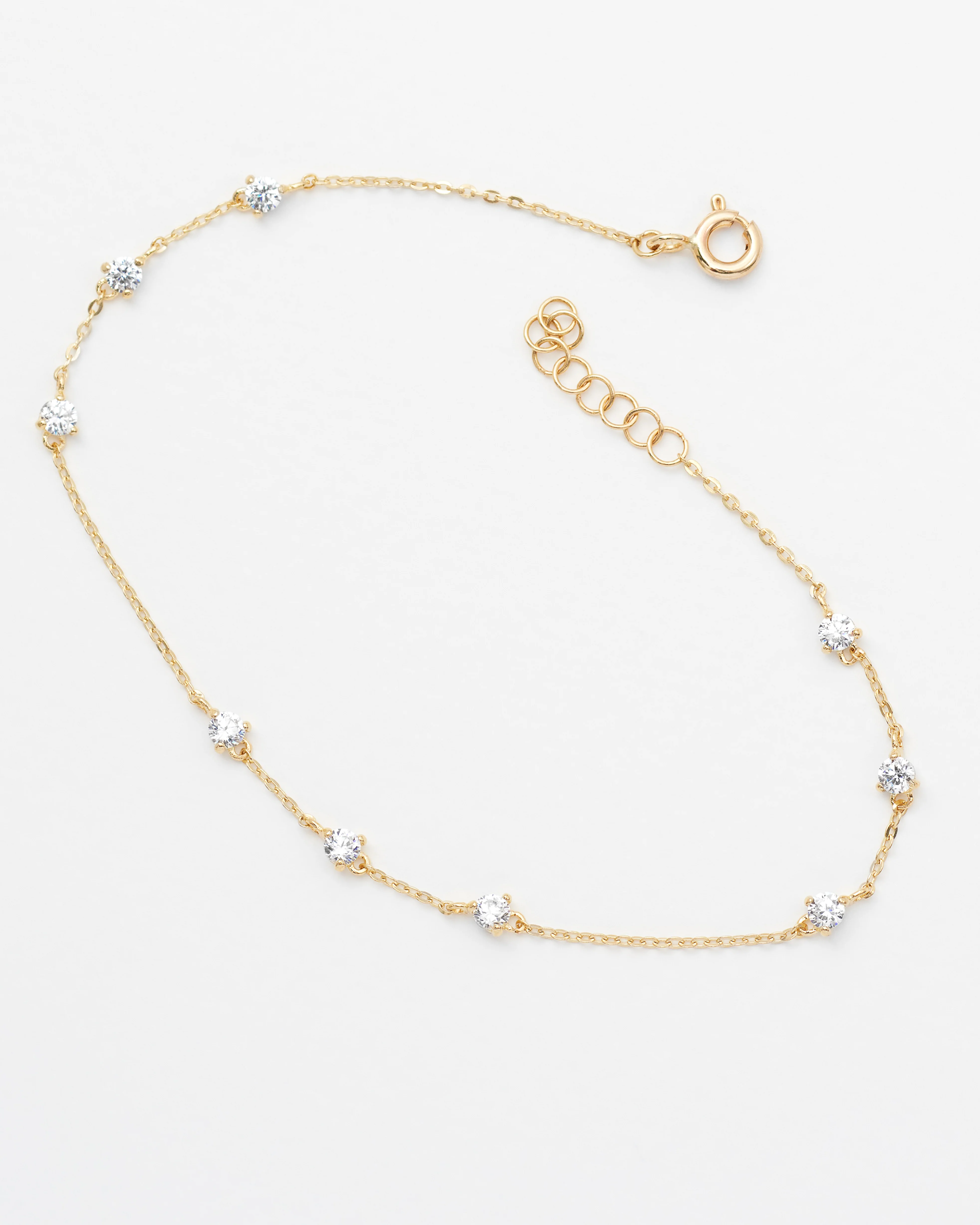 9K Yellow Gold Dainty Zirconia Bracelet - Image 2