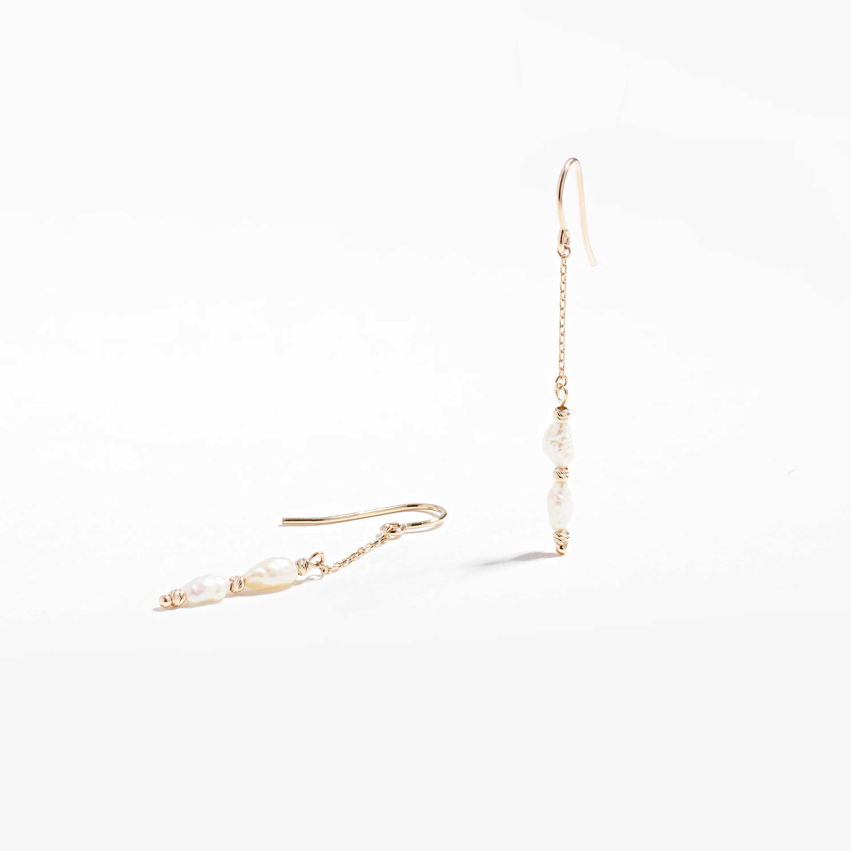 9K Yellow Gold DC Ball and Pearl Drop Earrings