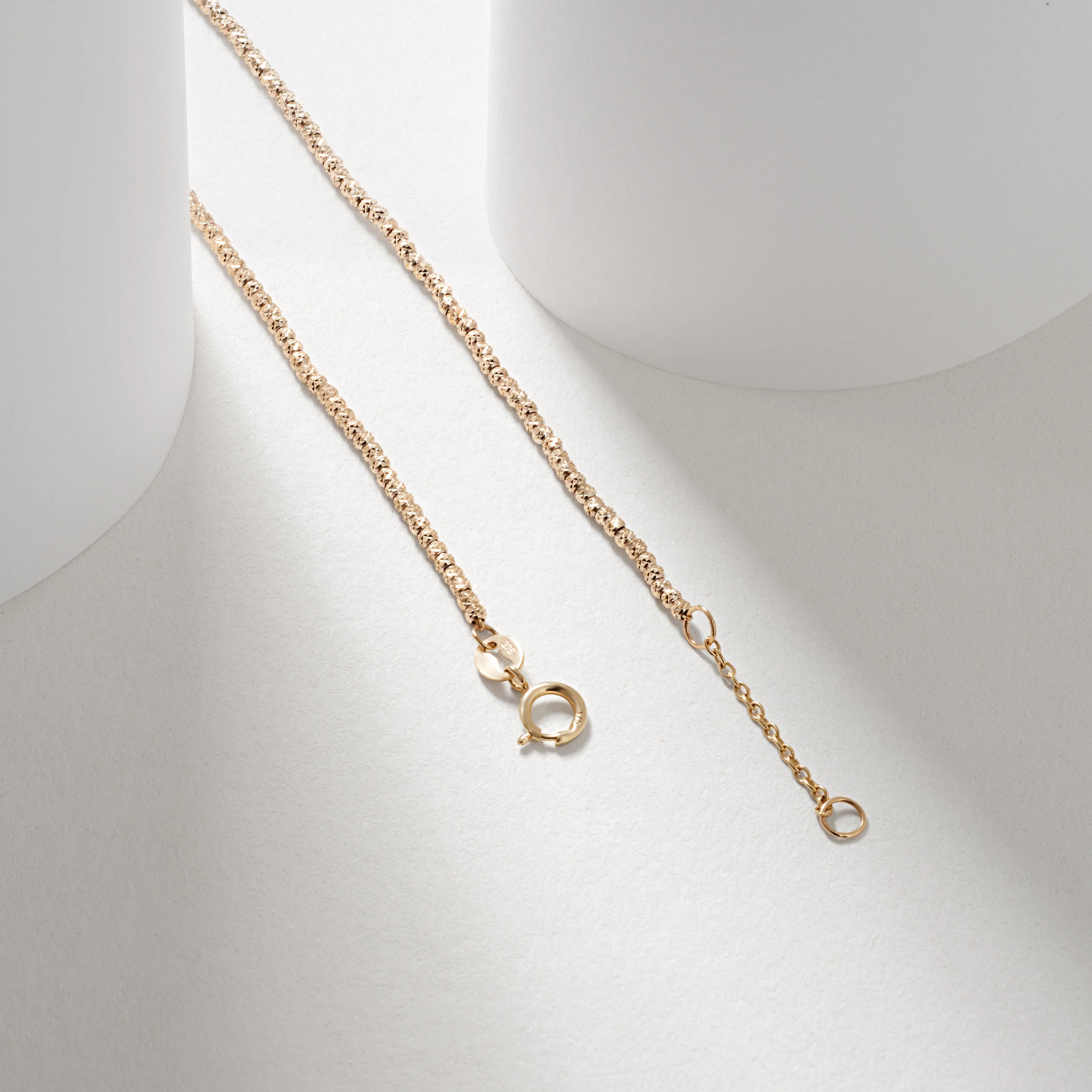 9K Yellow Gold Diamond Cut Sparkle Necklace 45cm - Image 2