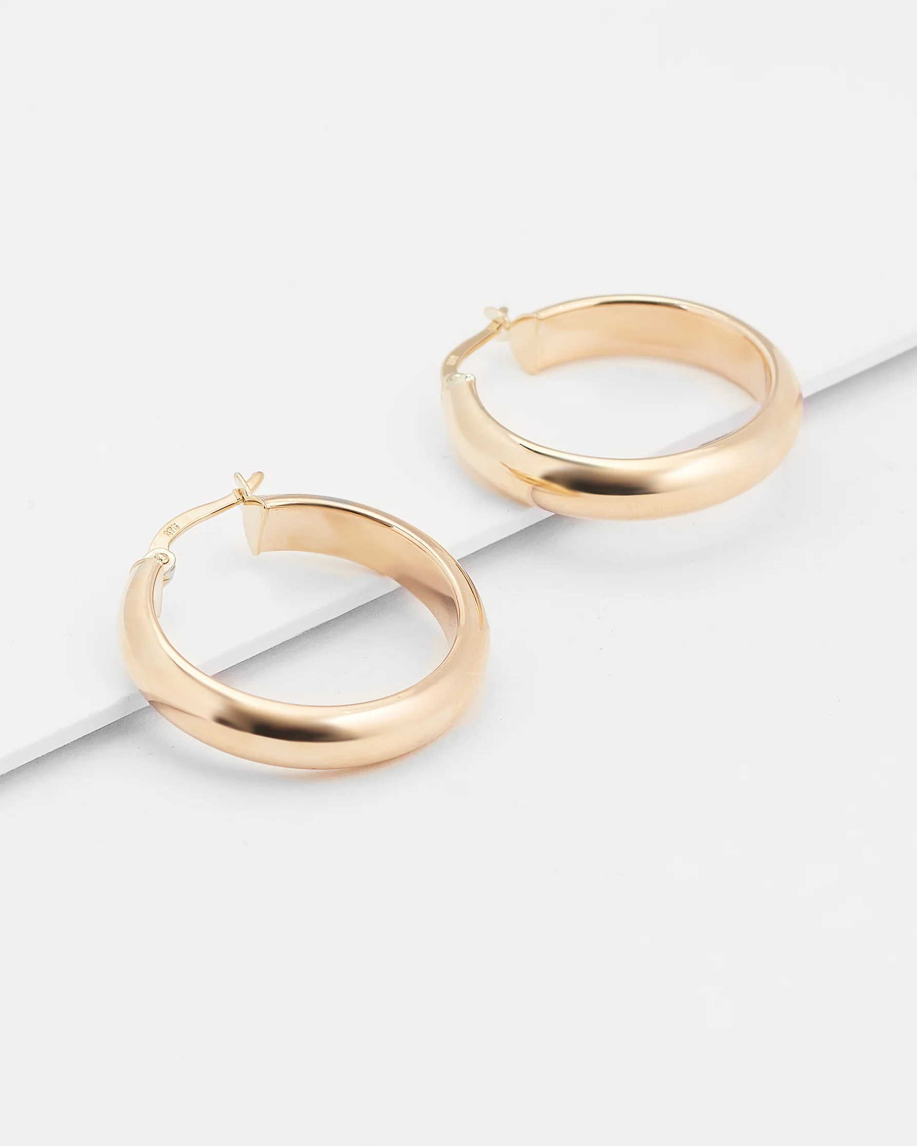 9K Yellow Gold Domed Hoop Earrings
