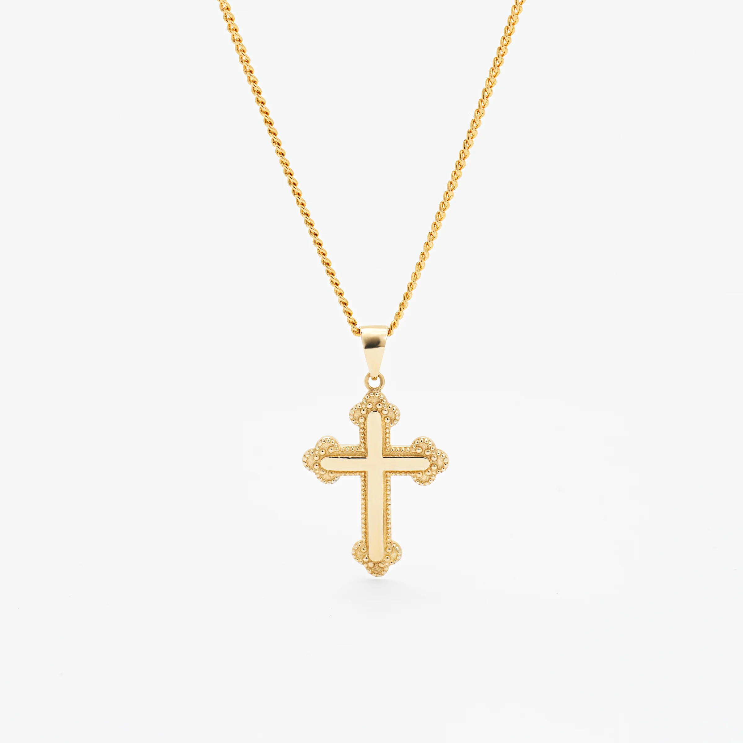 9K Yellow Gold Fancy Orthodox Cross Pendant 25x14.5mm