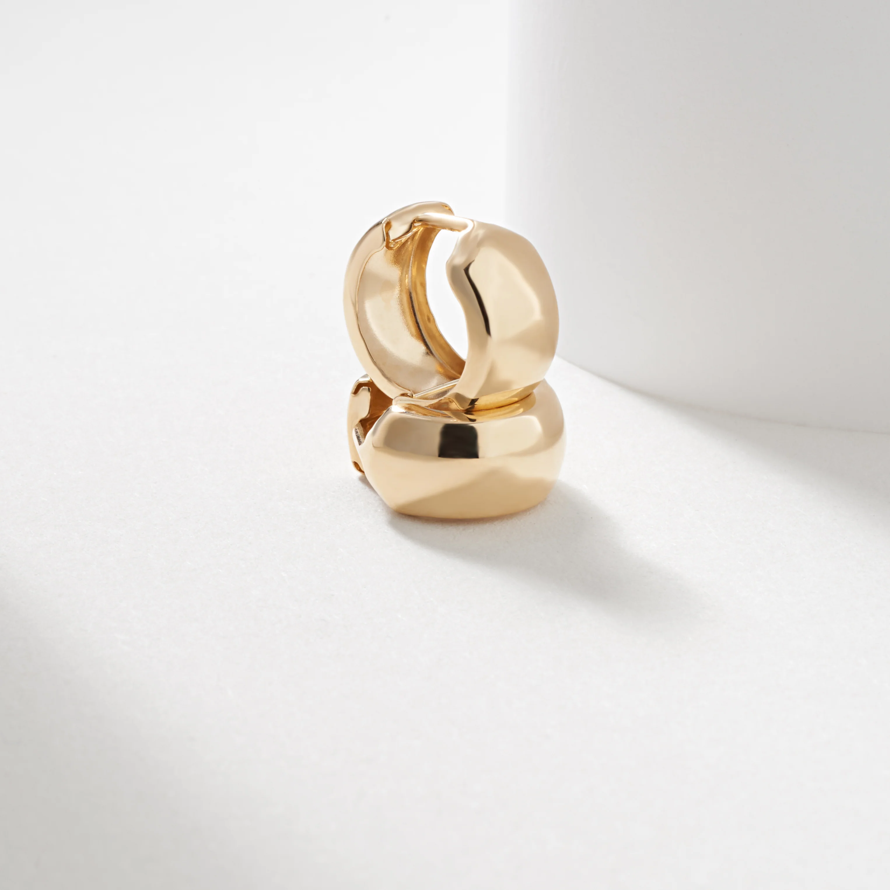 9K Yellow Gold Huggie Earrings 7.5mm - Image 2