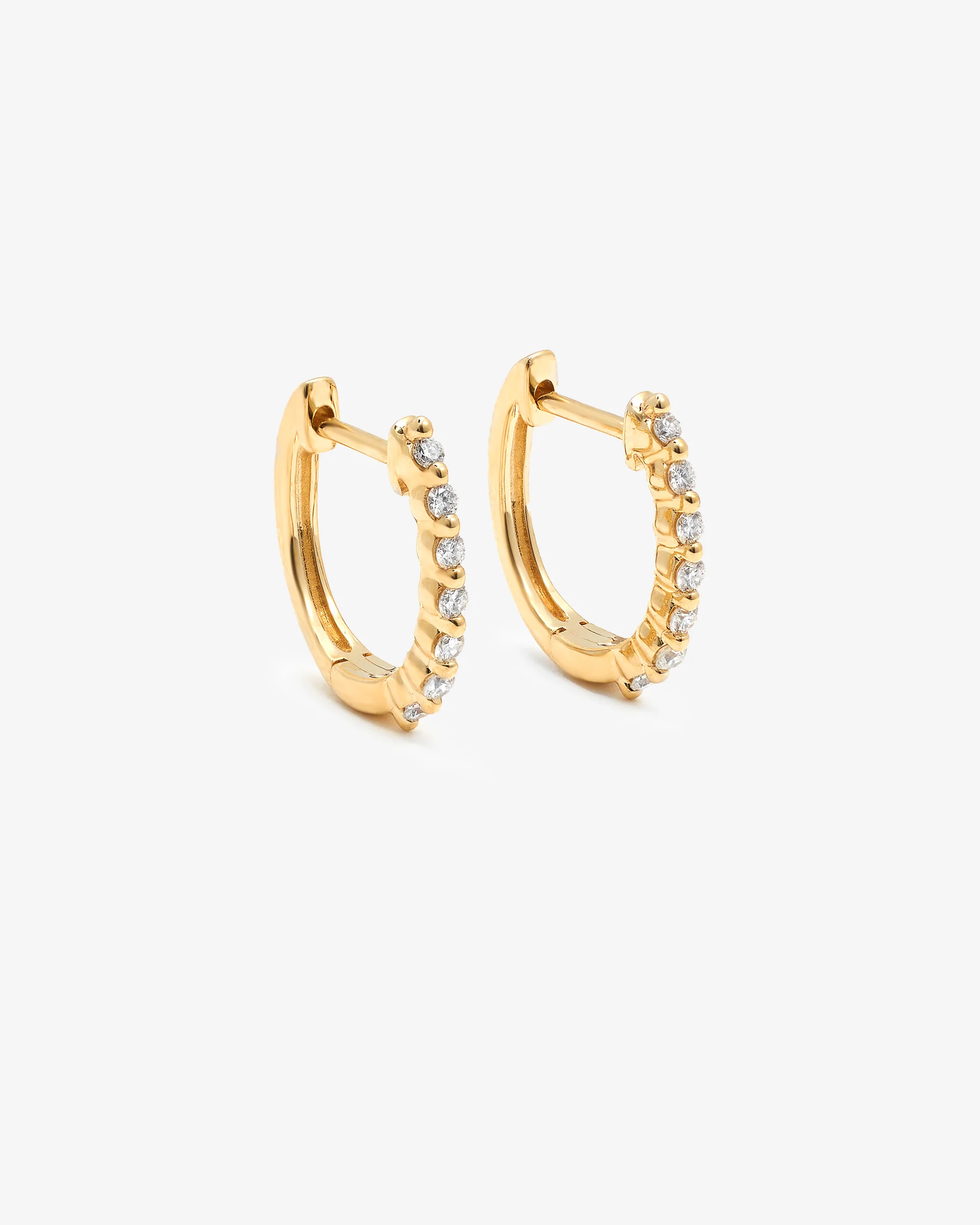 9K Yellow Gold Round Brilliant Floating Lab Diamond Oval Huggie Earrings 0.15tdw - Image 3