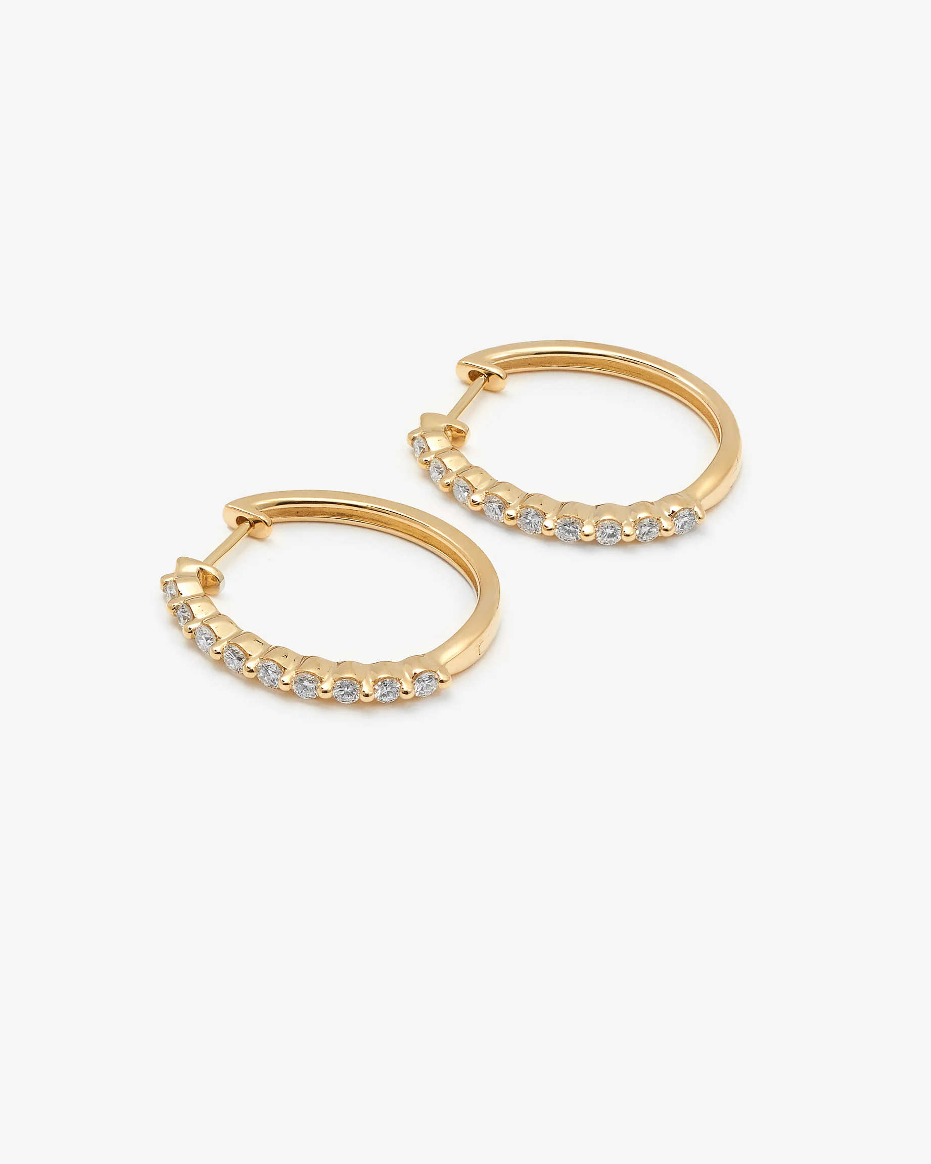 9K Yellow Gold Round Brilliant Floating Lab Diamond Oval Huggie Earrings 0.5tdw - Image 2