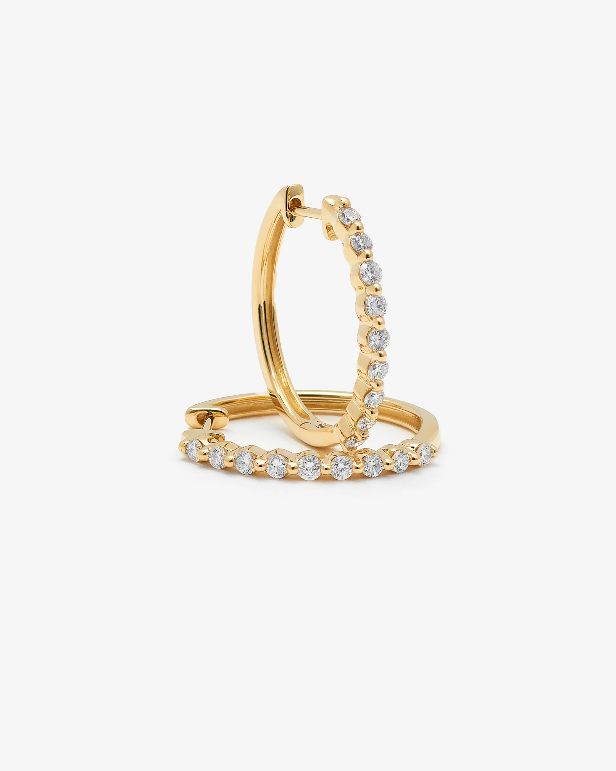 9K Yellow Gold Round Brilliant Floating Lab Diamond Oval Huggie Earrings 0.5tdw - Image 3