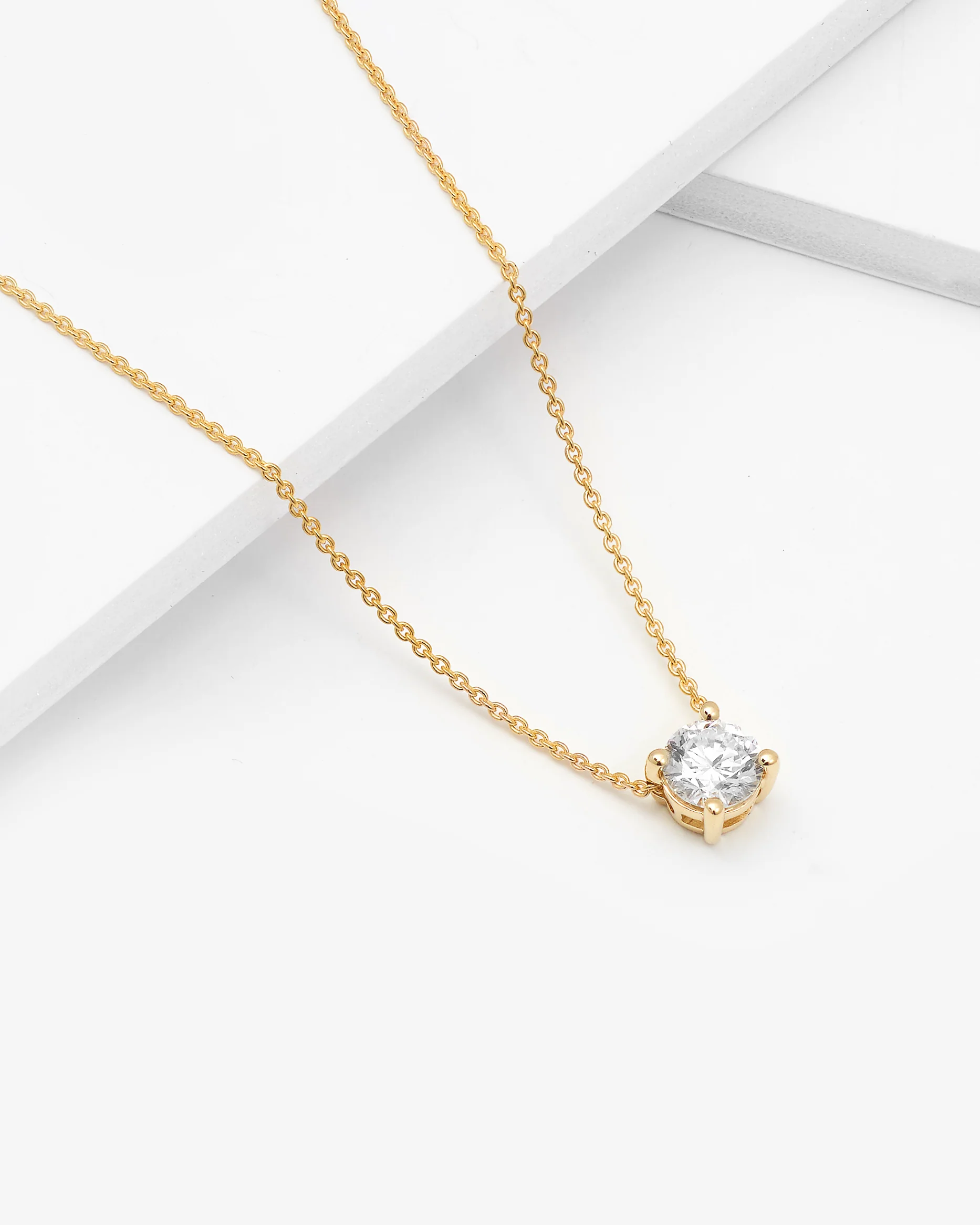 9K Yellow Gold Round Brilliant Lab Diamond Solitaire Slider Pendant 0.50ct