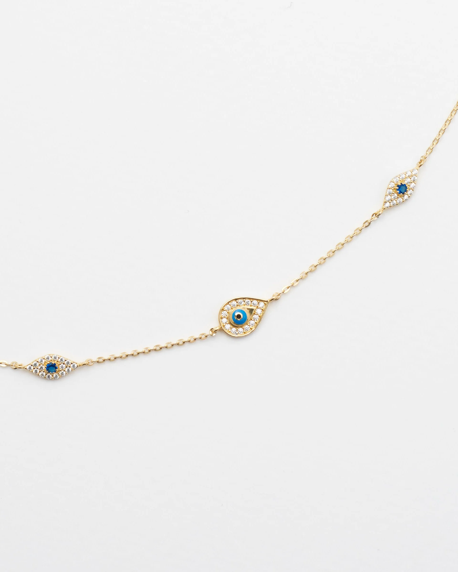 9K Yellow Gold Bracelet With Blue Sapphire Evil Eye - Image 3
