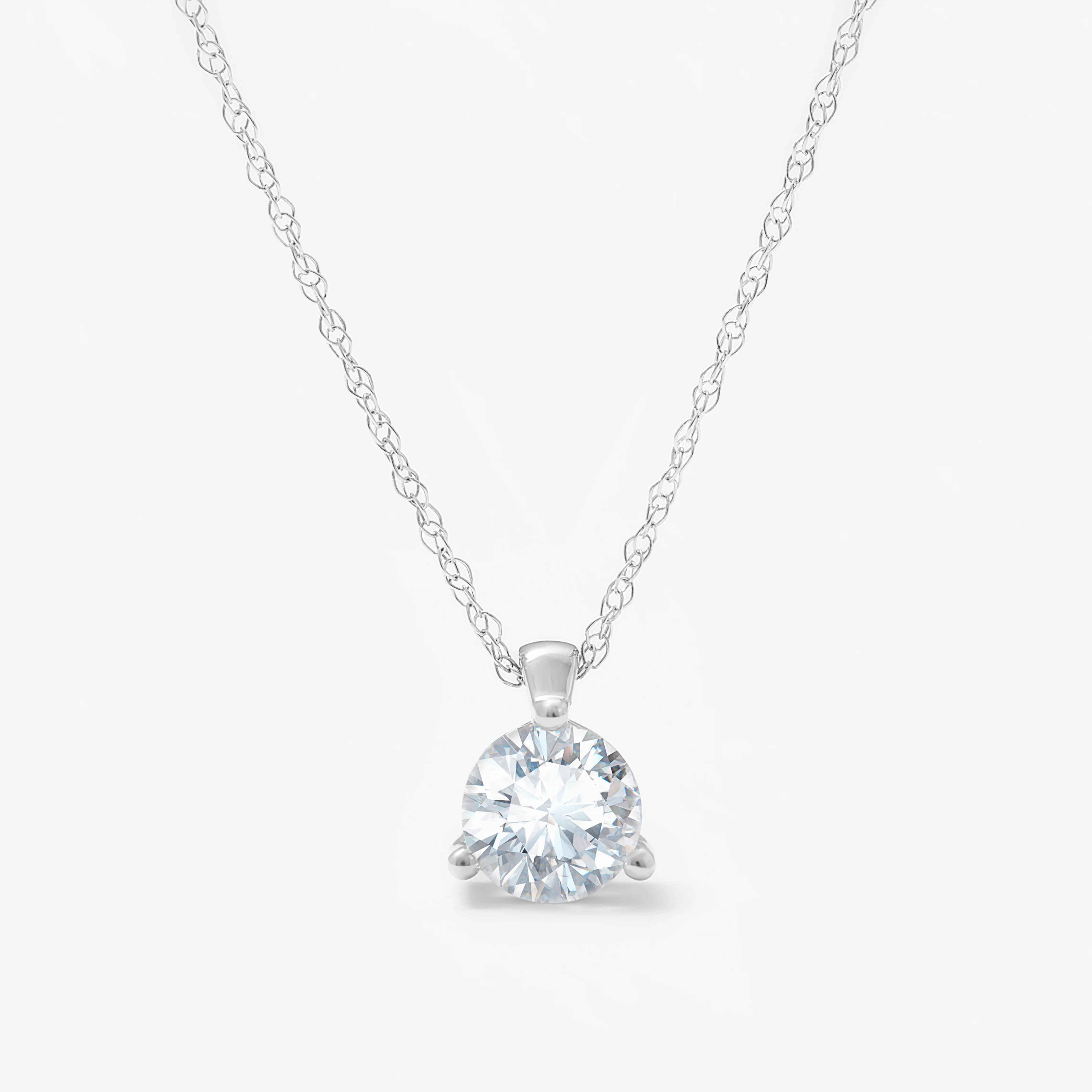 9K White Gold 0.60ct Round Brilliant Lab Diamond Pendant With Delicate Chain