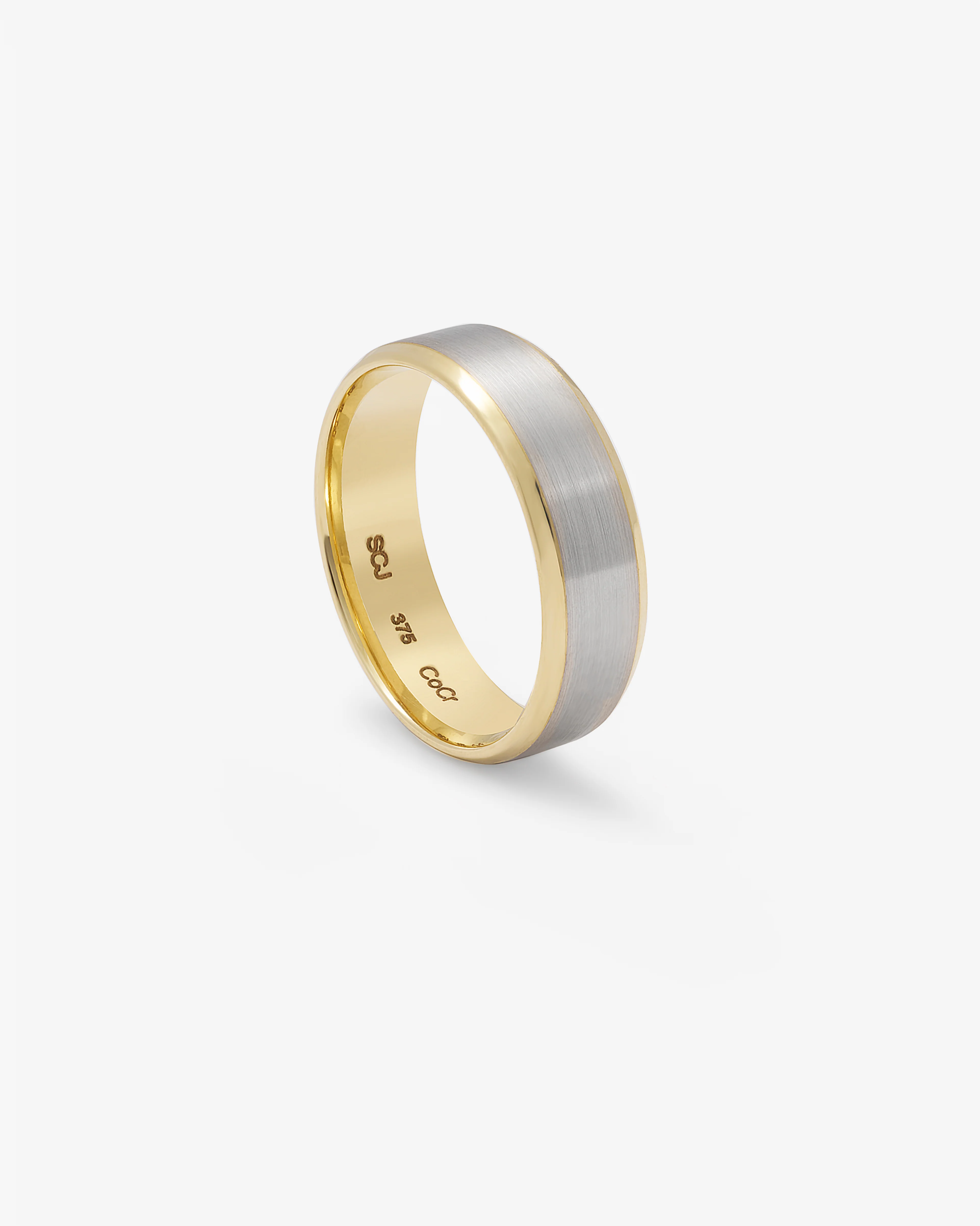 9K Yellow Gold And Cobalt Chrome Polished Edges With Brushed Centre Band 6.5mm - Image 2