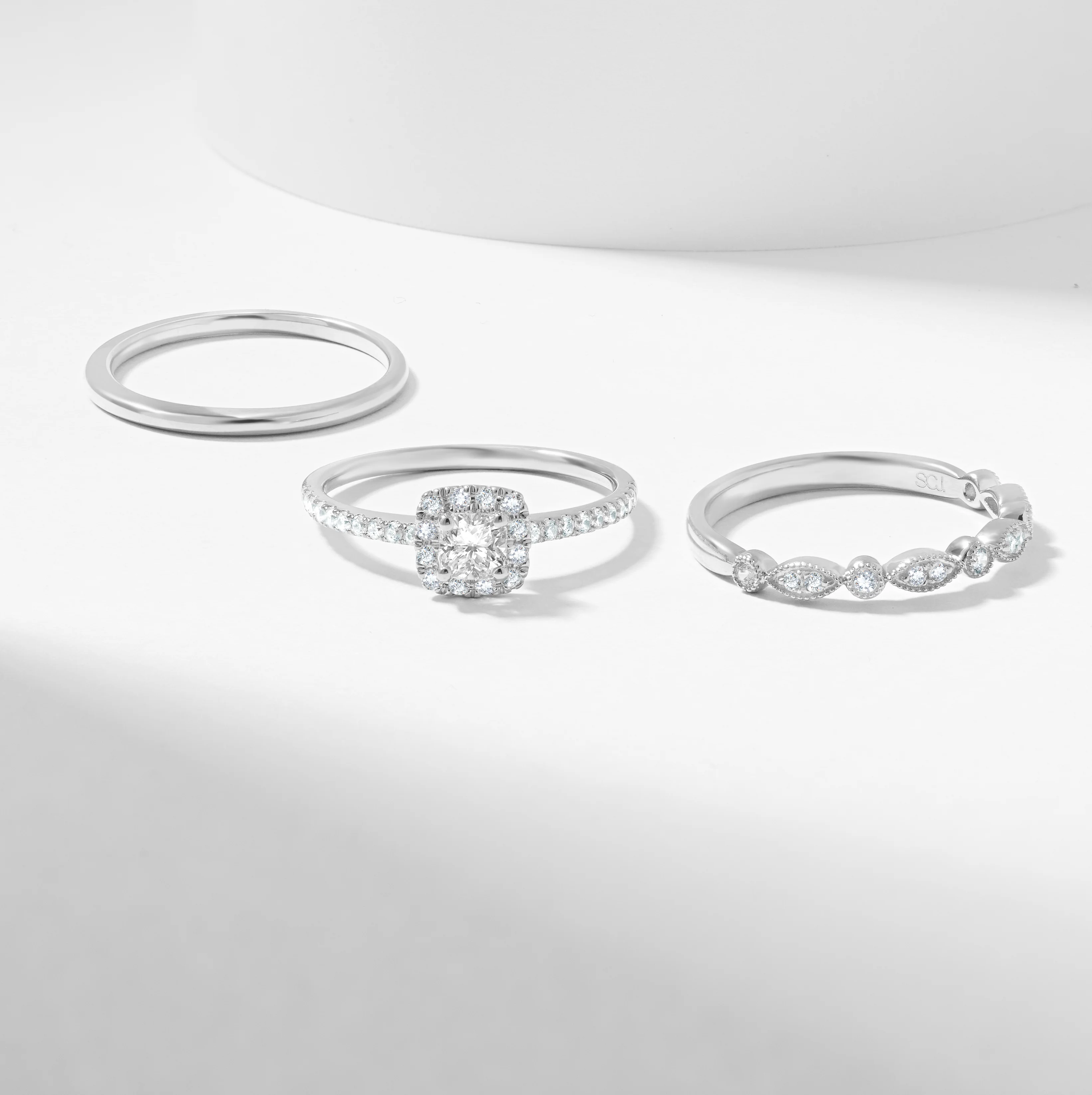 Cushion Cut Diamond Halo Bridal Set 1.0tdw - Image 8