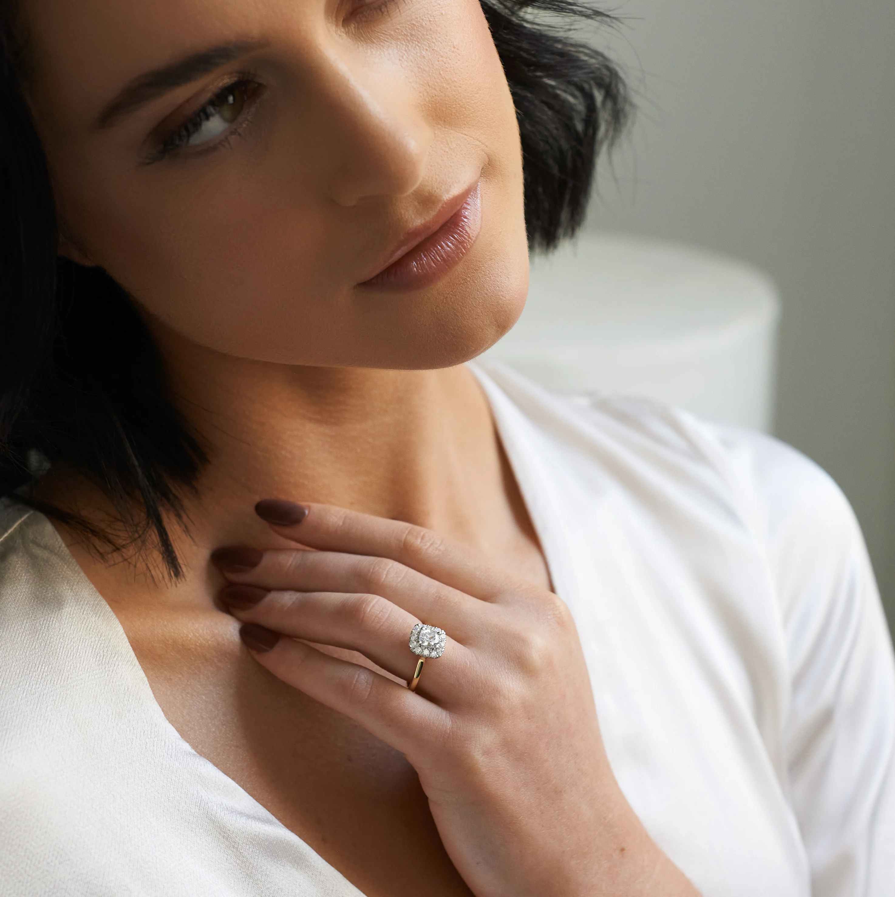 Cushion Diamond Halo Engagement Ring 1.1tdw - Image 2