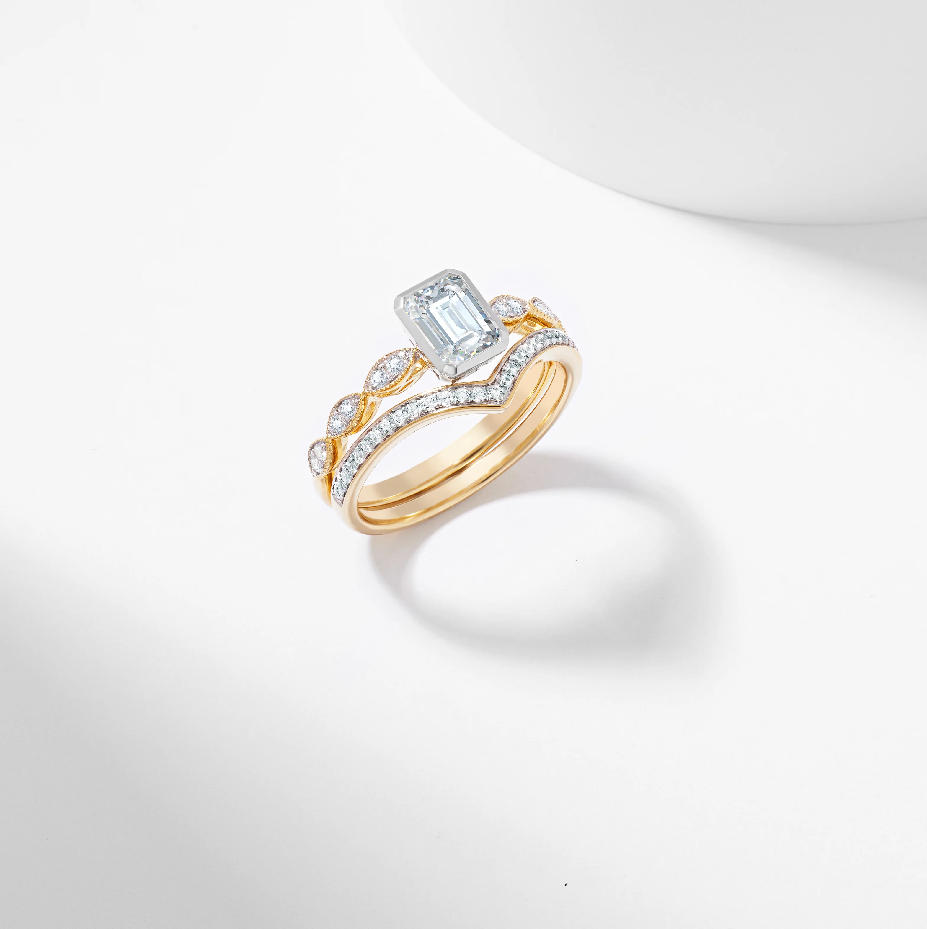 Emerald Cut Lab Grown Diamond Solitaire Bridal Set 1.2tdw - Image 3