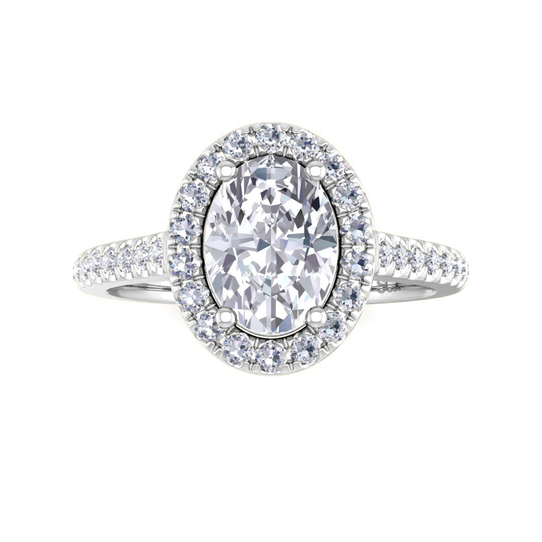 Platinum 1.0ct Oval Diamond Halo Engagement Ring 1.29tdw